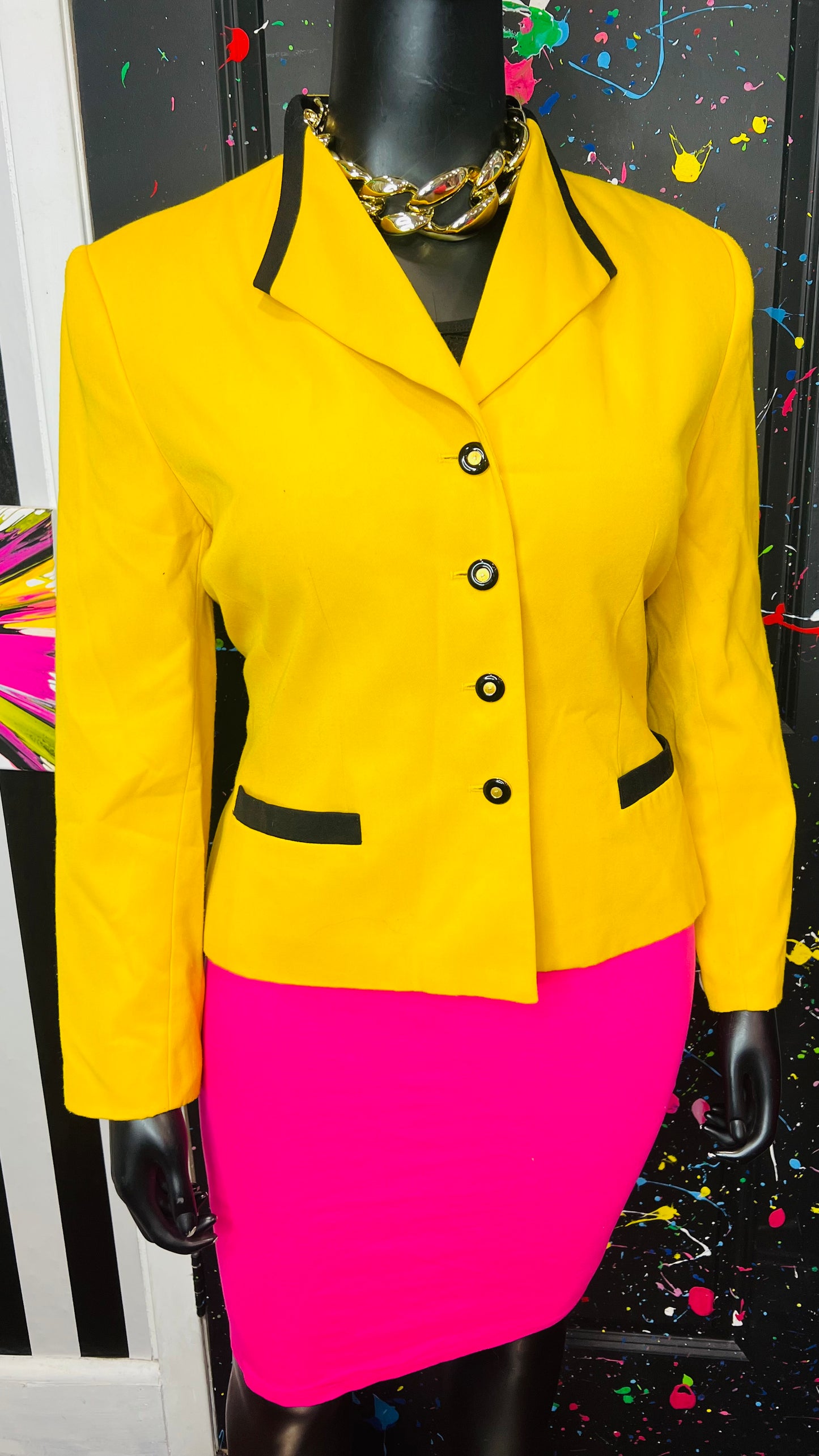 Vintage Yellow & Black Kasper Blazer (16)