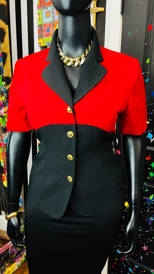 Vintage Blazer Color Block Blouse (14)