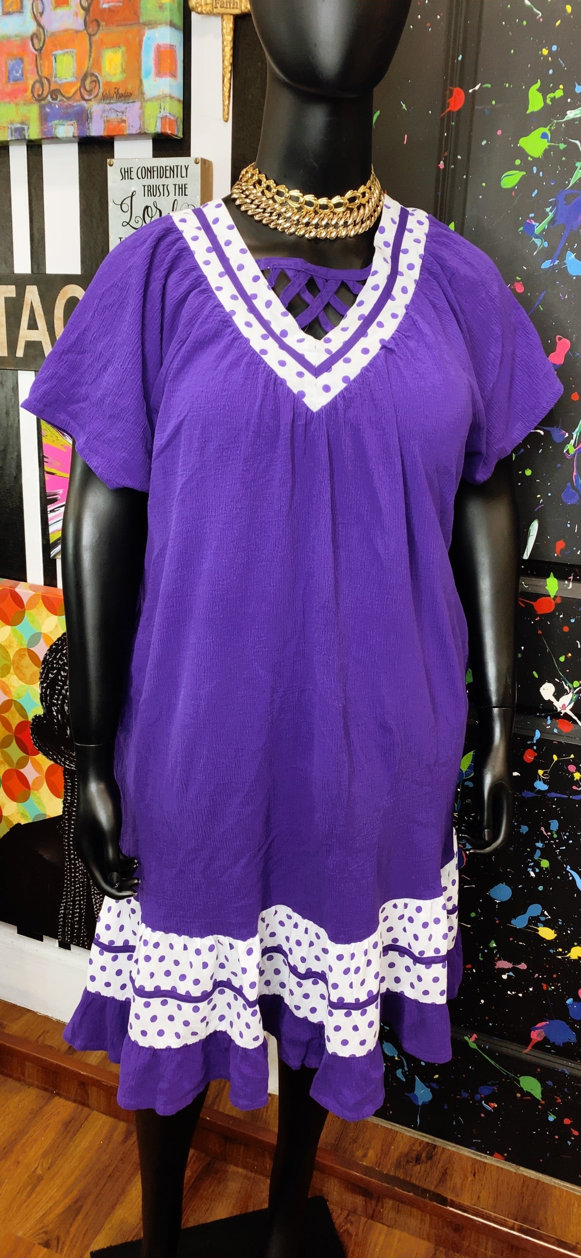 Vintage Purple & White Spring Dress (20)