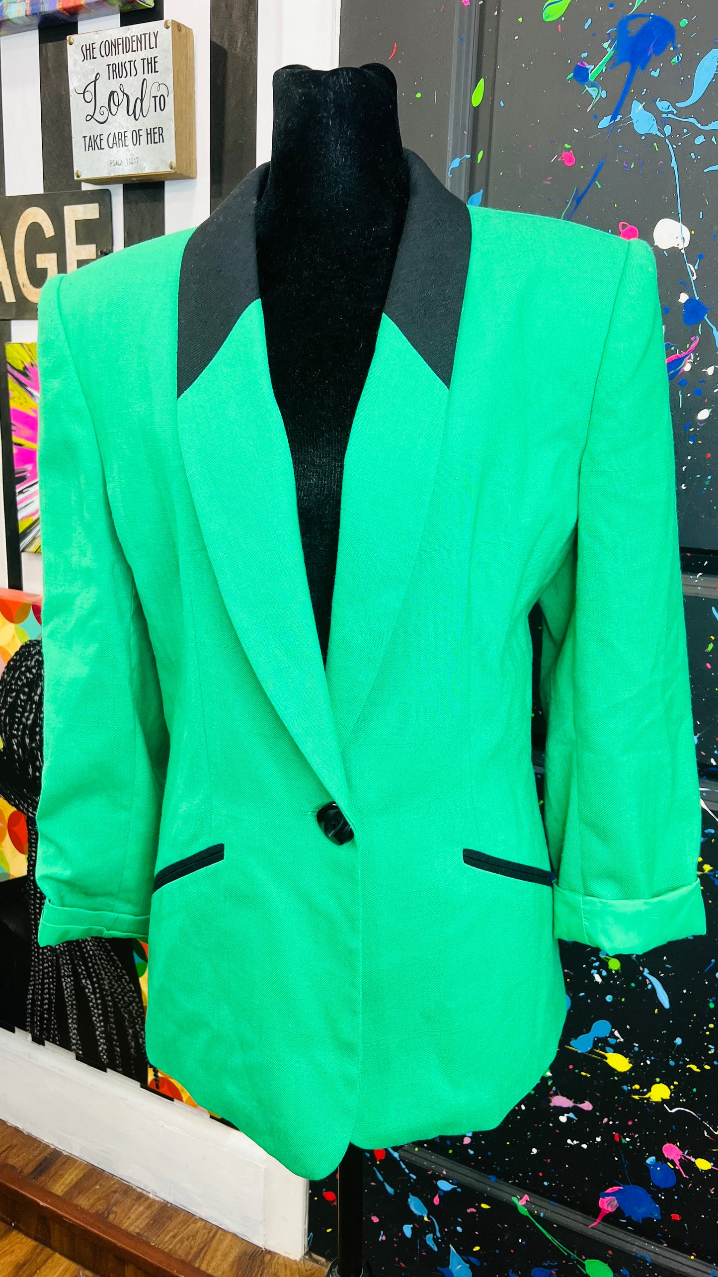 Vintage Green & Black Blazer (14)