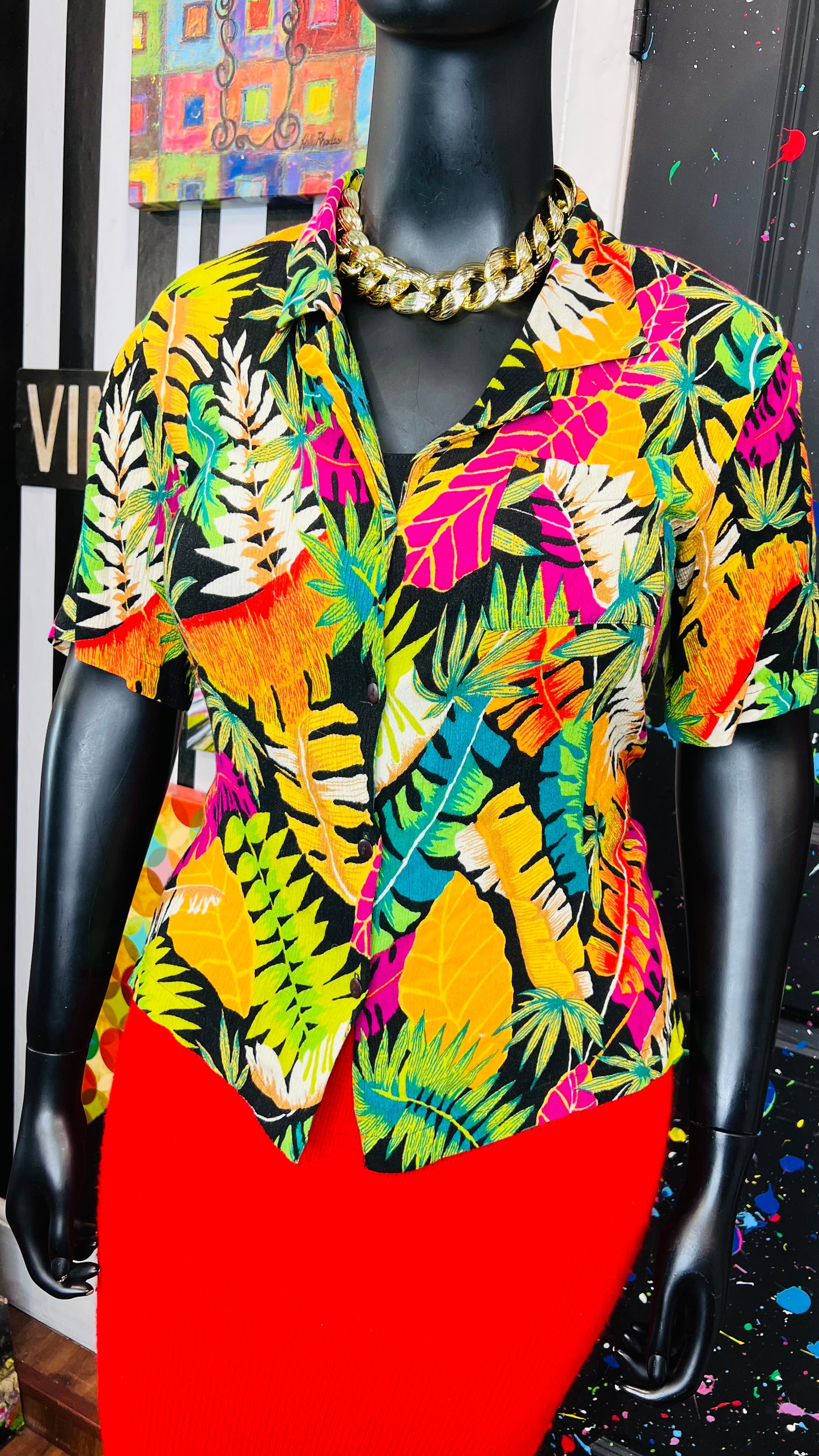 Vintage Rayon Tropical Blouse (18)