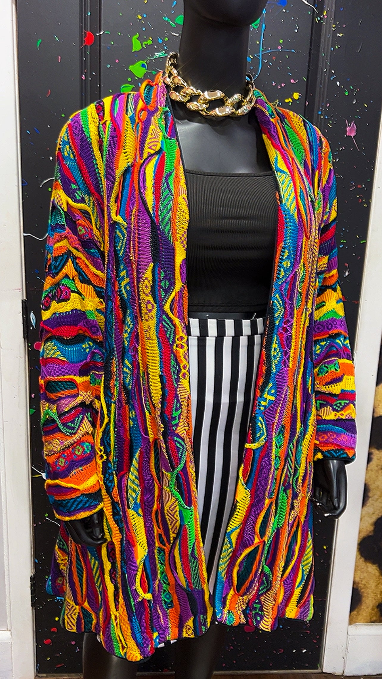Vintage Coogi Wool (Fully Lined) Knit Duster- Has Shoulder Pads (22/24) *KC