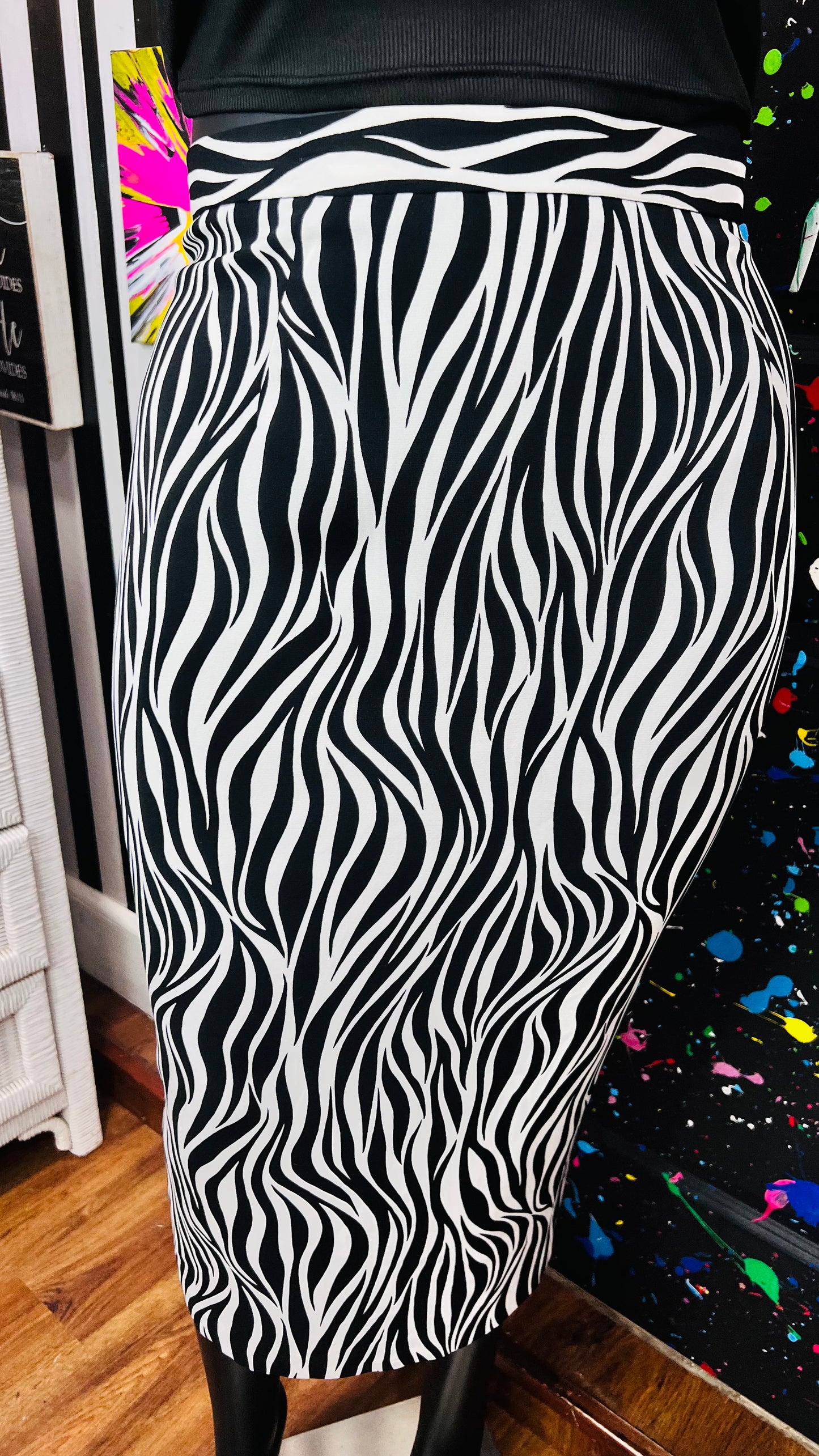 Vintage Jeweled Zebra Print Skirt Suit (16W)