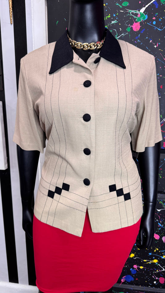 Vintage Tan & Black Blouse (20)