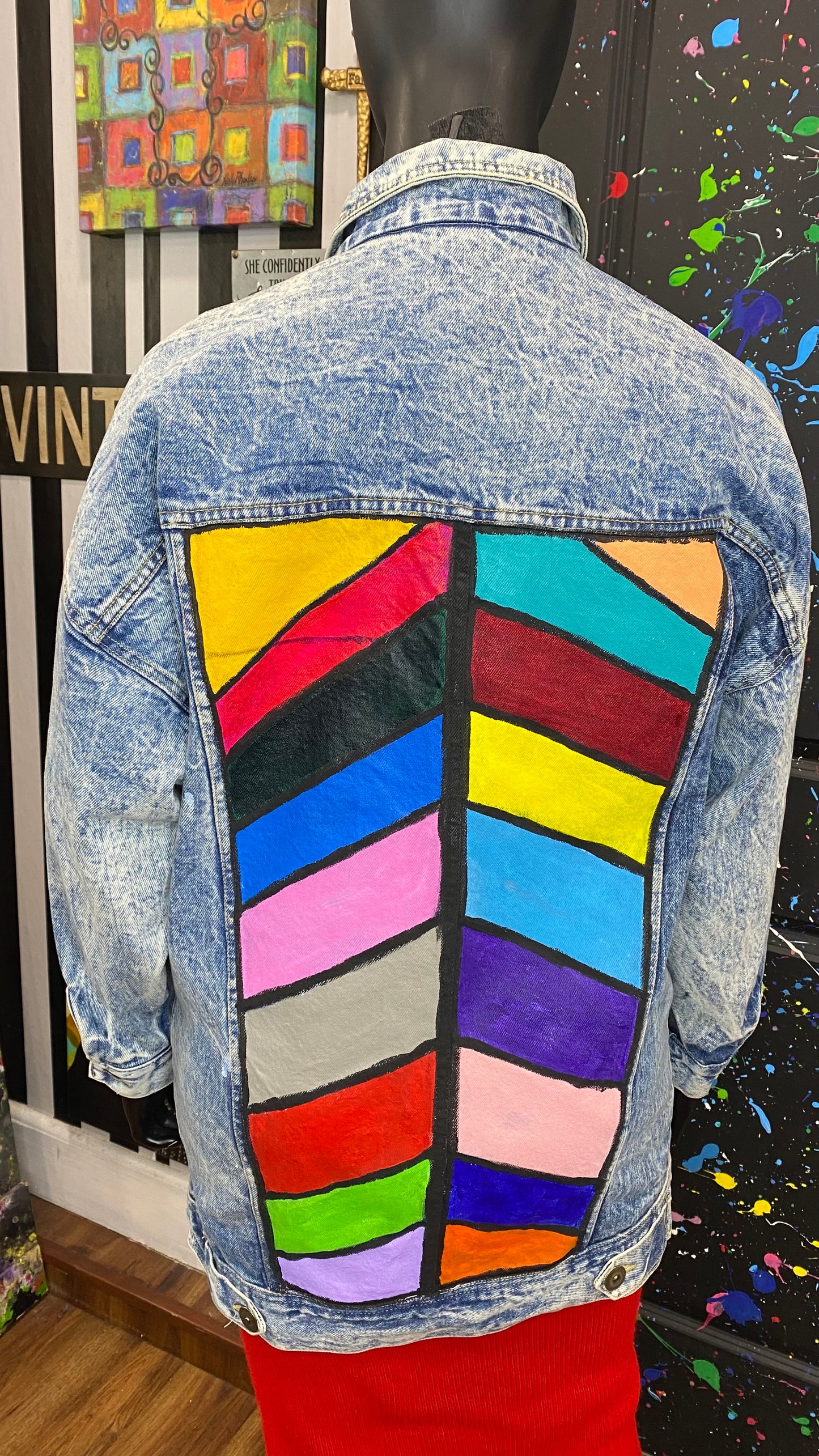 Vintage Acid Wash Hand Painted Denim Jacket (18/20)