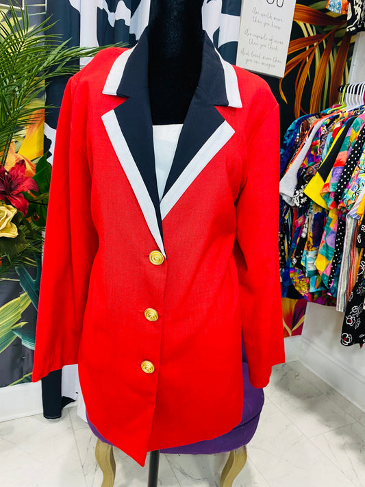 Vintage Red Black & White Blazer