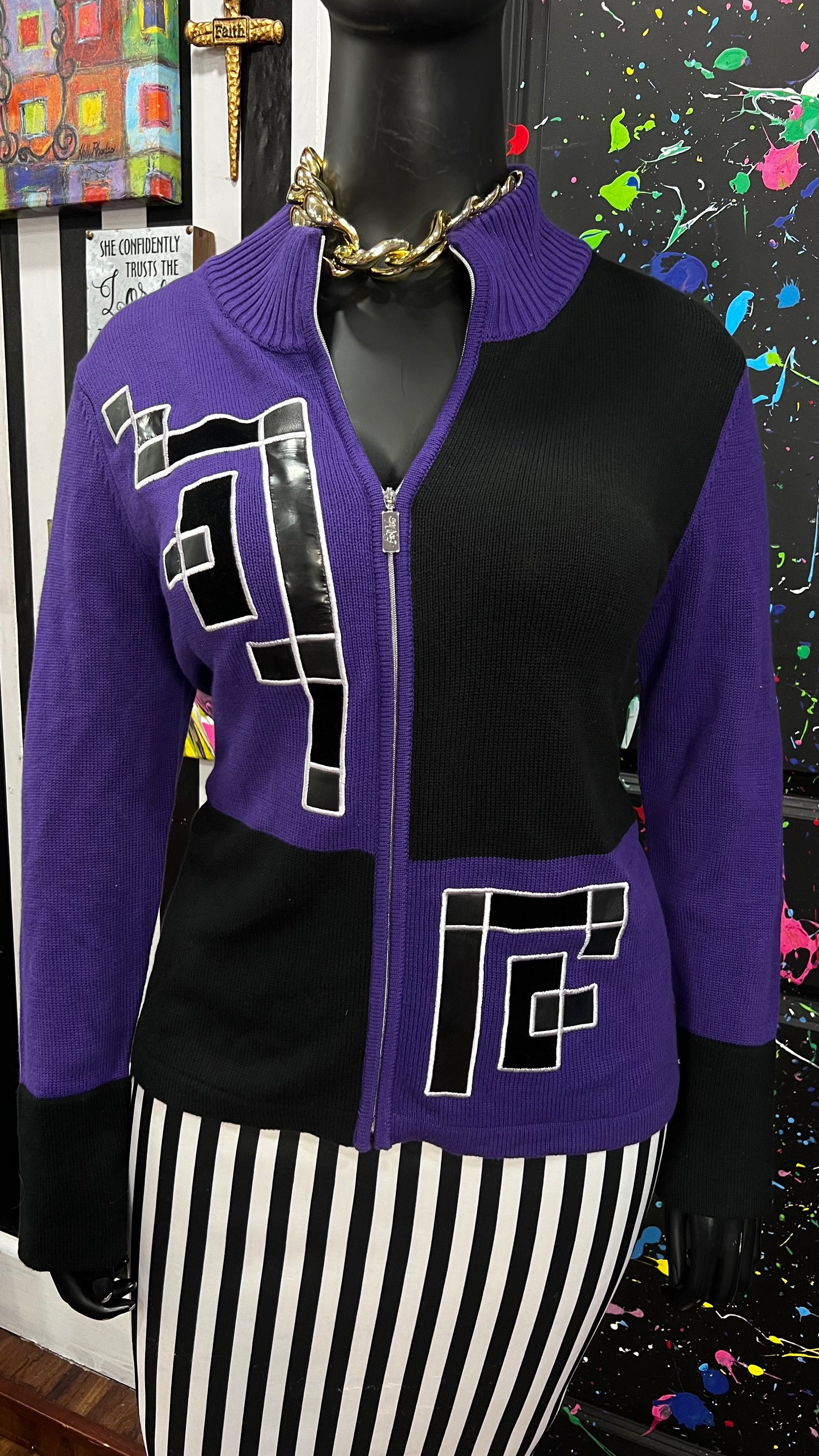 Vintage Bob Mackie Zip Up Sweater Deadstock New w/ Tags (16)