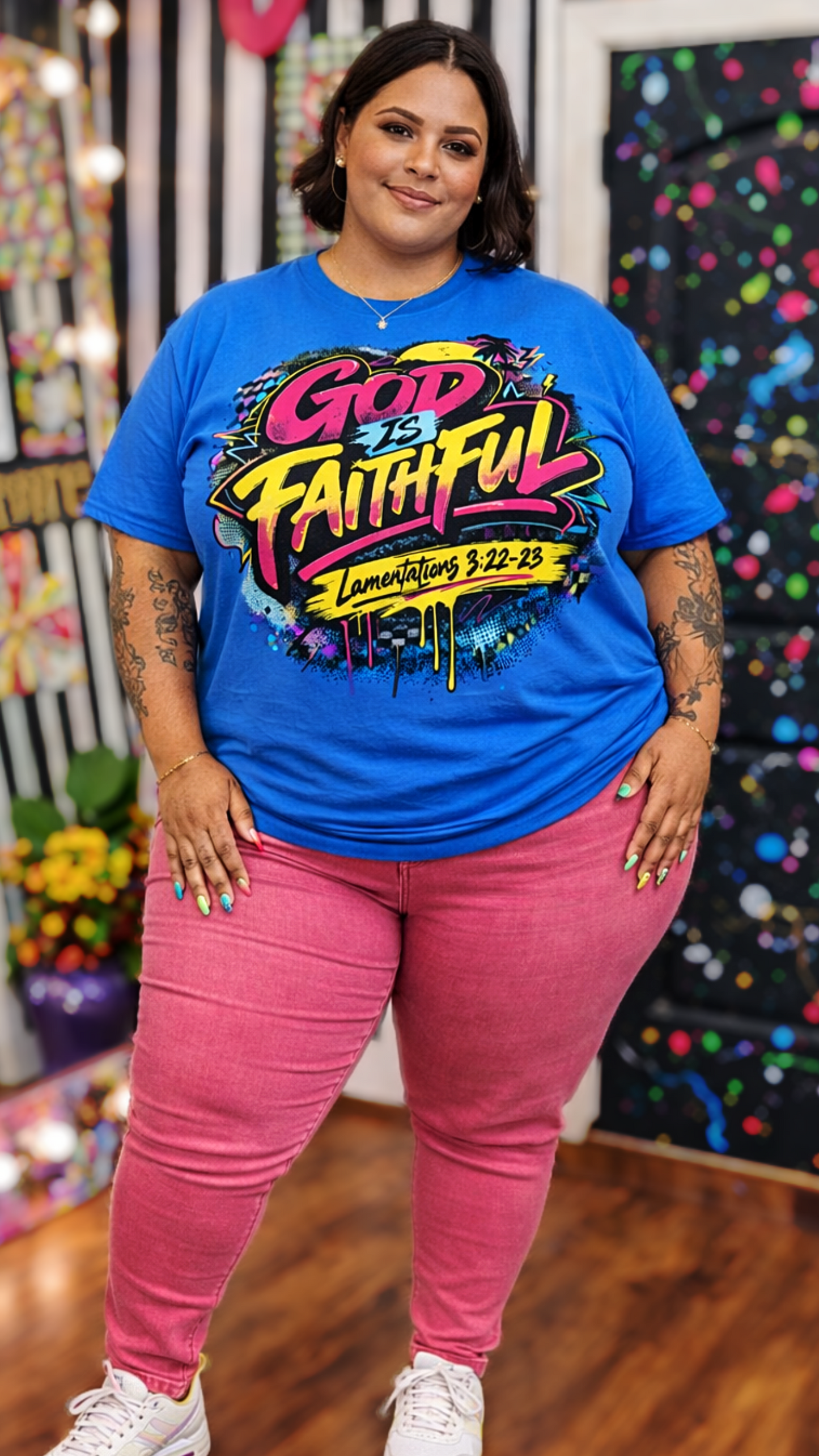 GOD IS FAITHFUL – 80s/90s Retro Faith Graphic Tee (L-3X)