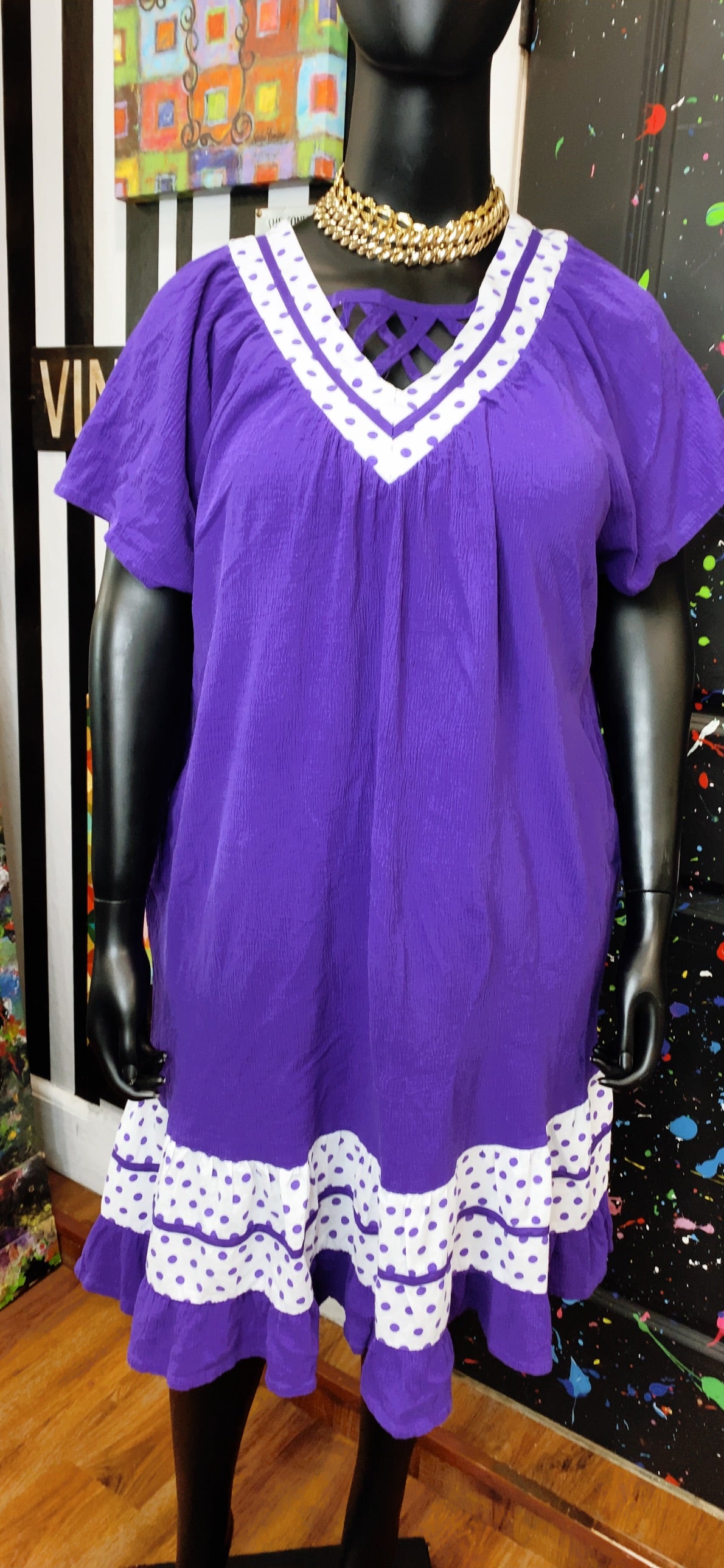 Vintage Purple & White Spring Dress (20)