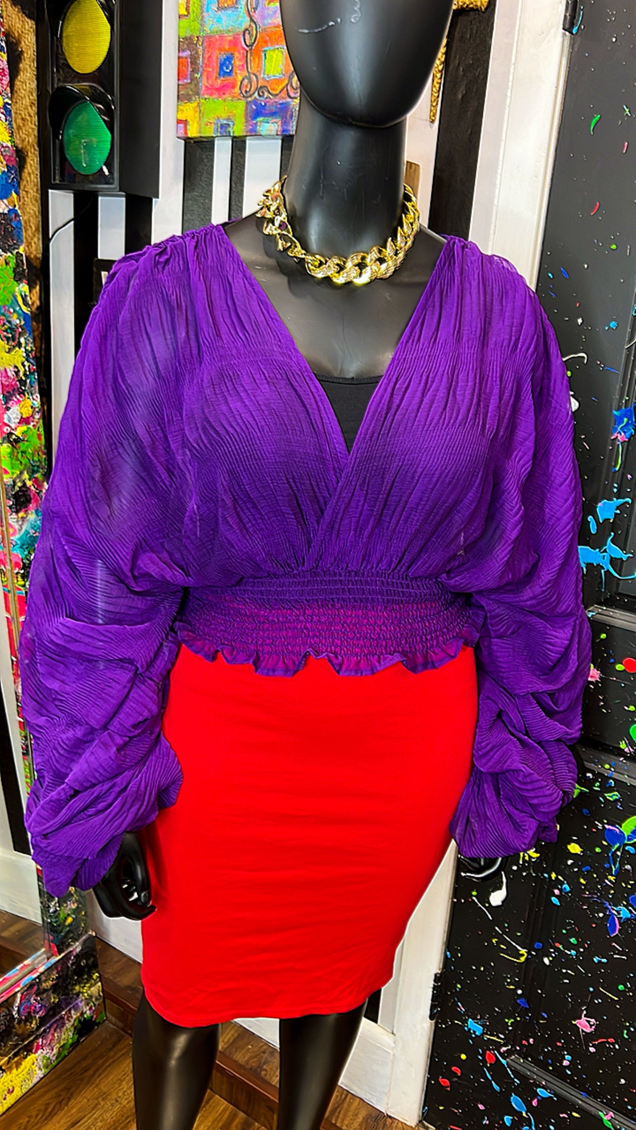 Purple Dramatic Sleeve Blouse (OS)