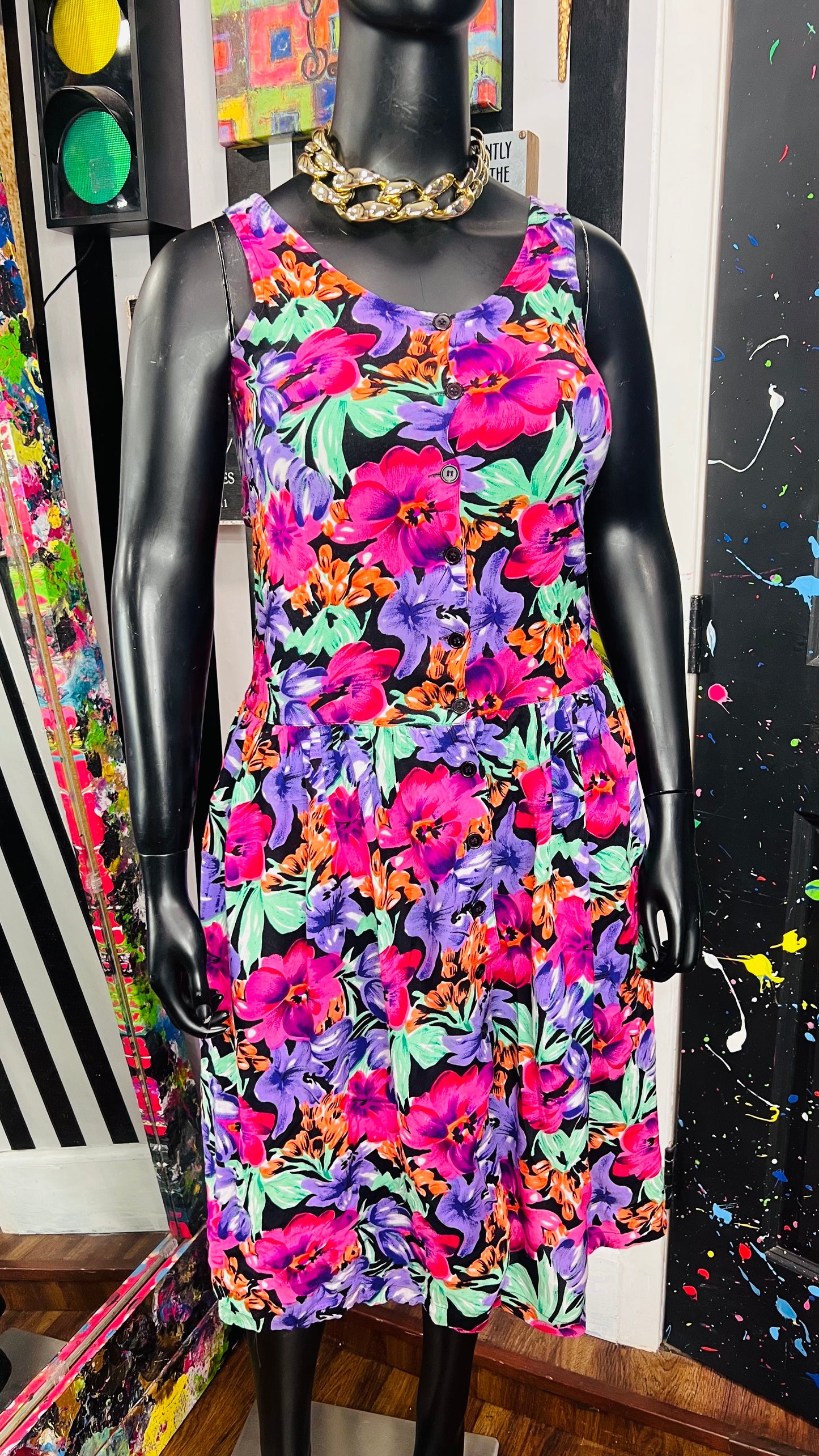 Vintage Floral Rayon Dress (11/12)