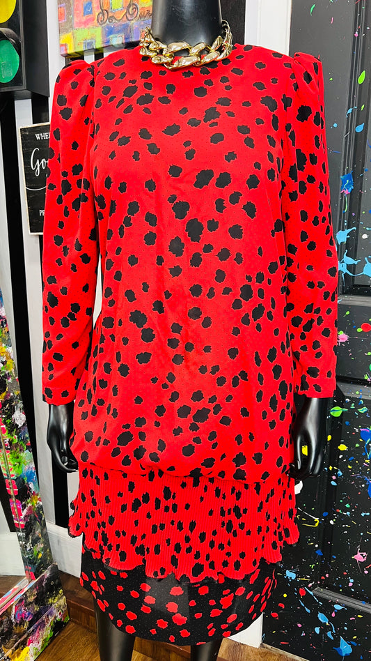 Vintage Chez California Black & Red Dress (16W)