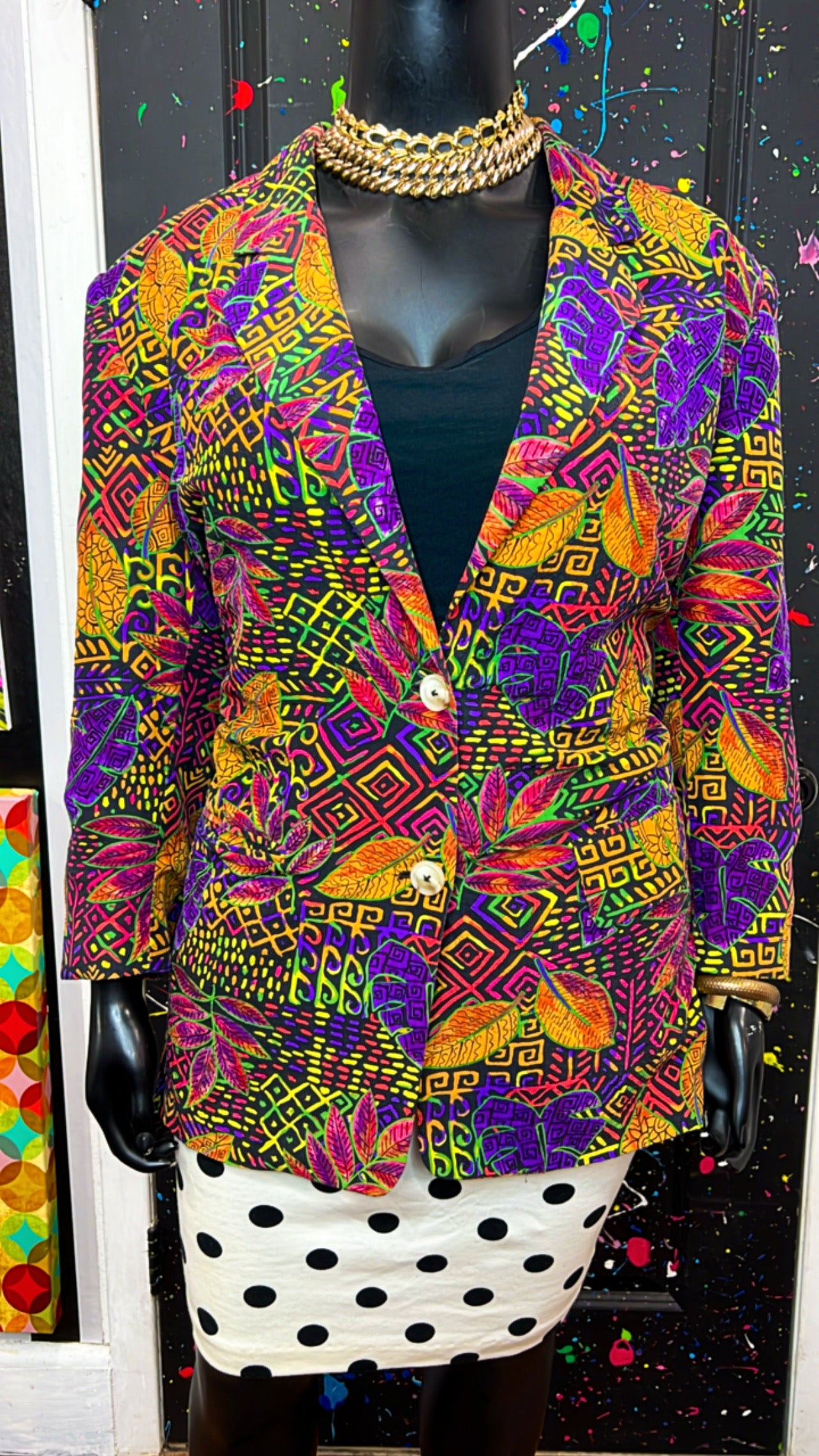 Vintage 100% Silk Abstract 90’s Blazer (20)