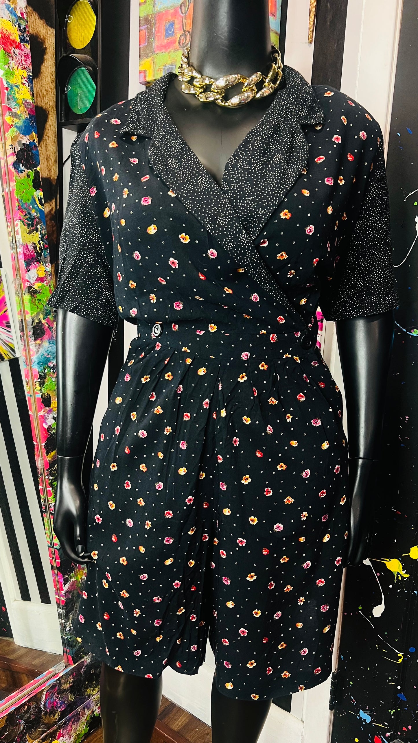 Vintage Rayon Mix Print Romper (24W)