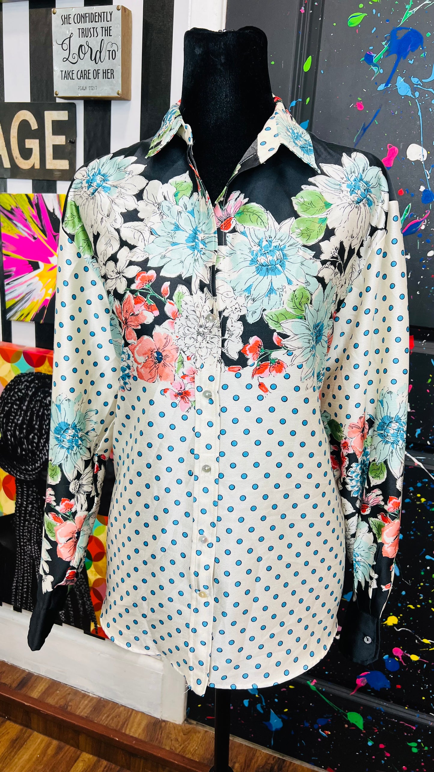 Mix Print Long Sleeve Blouse (14)