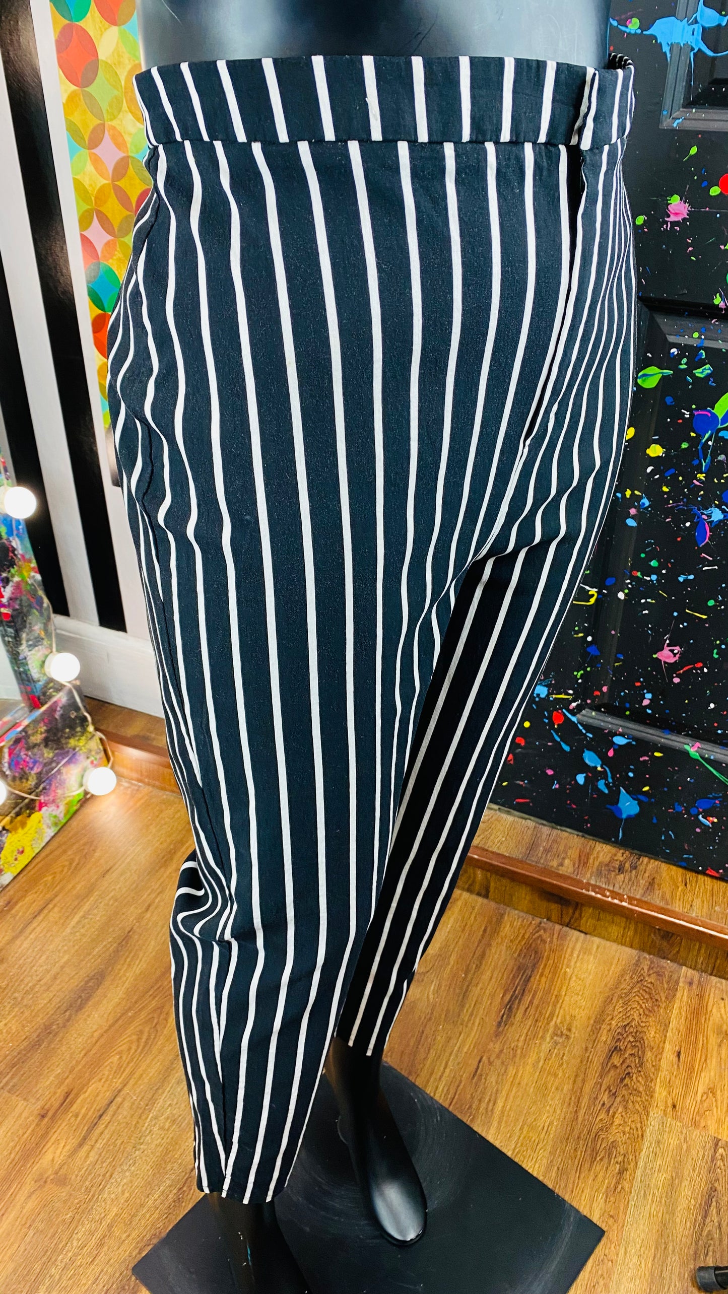 B&W Striped Stretch Pants