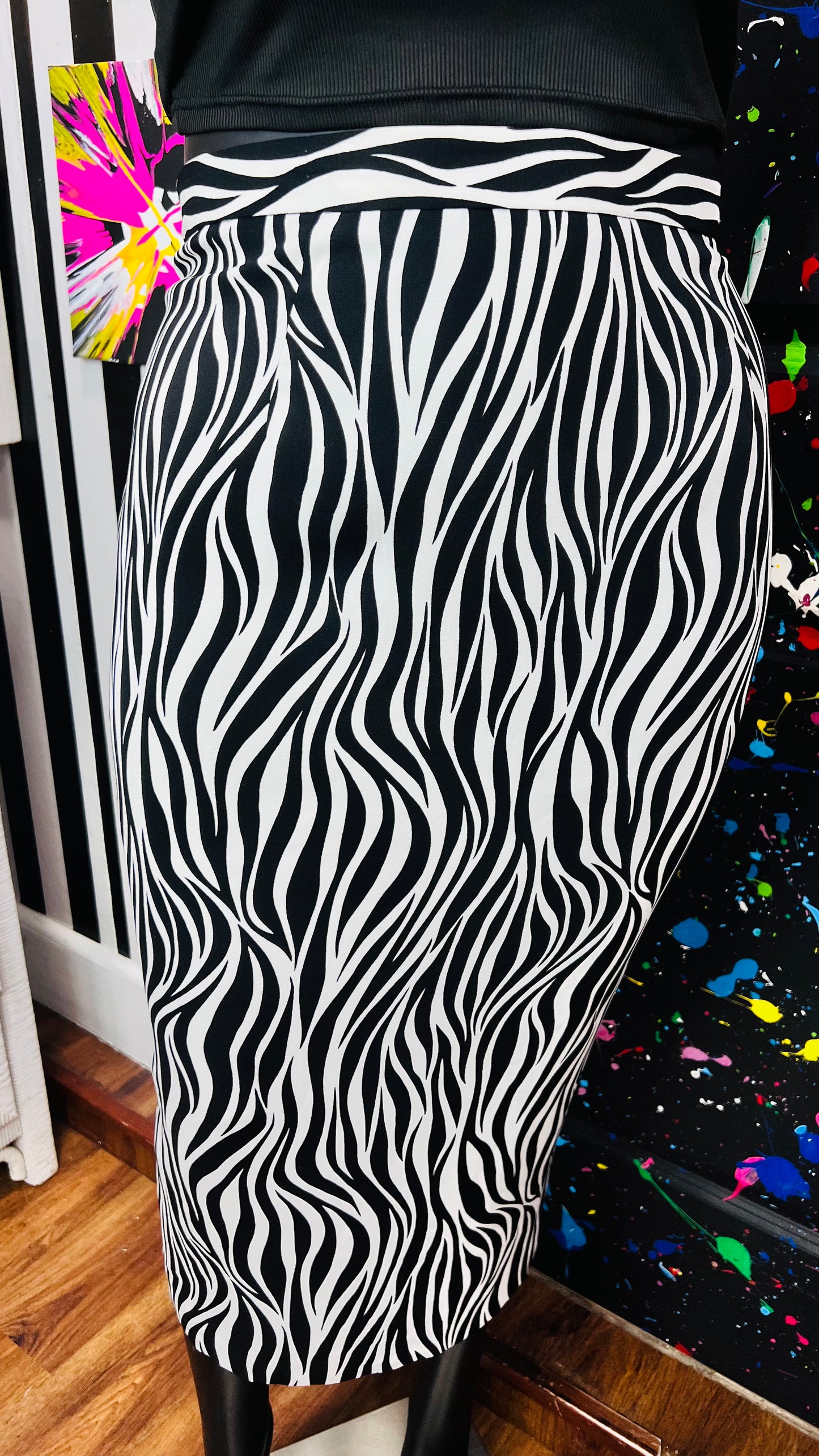 Vintage Jeweled Zebra Print Skirt Suit (16W)