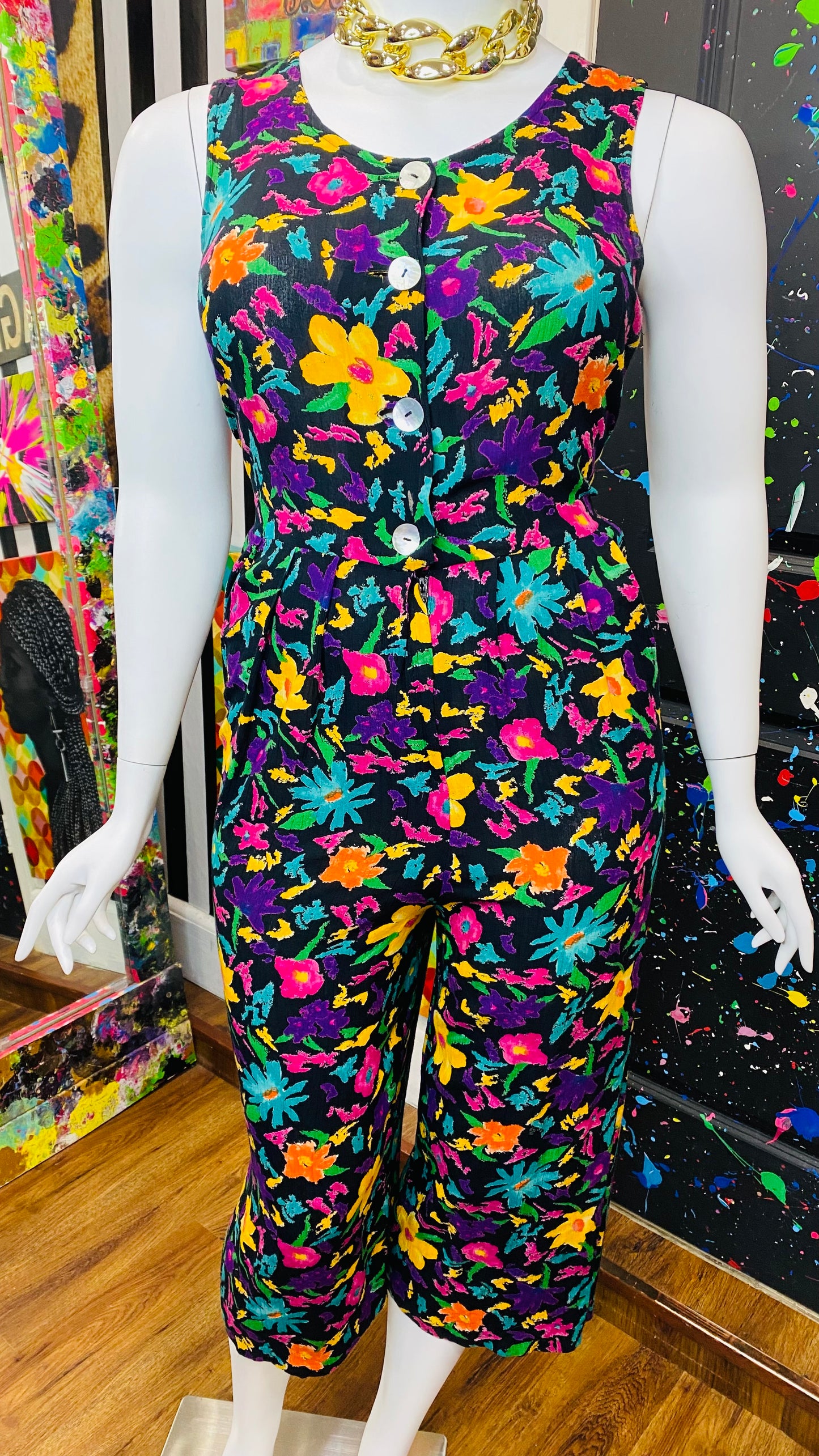 Vintage Floral Wide Leg Jumpsuit (12/14)