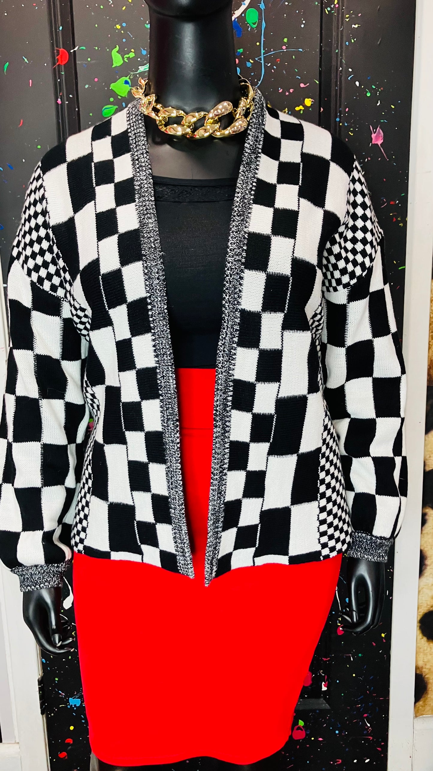 Black & White Knit Sweater (OS)