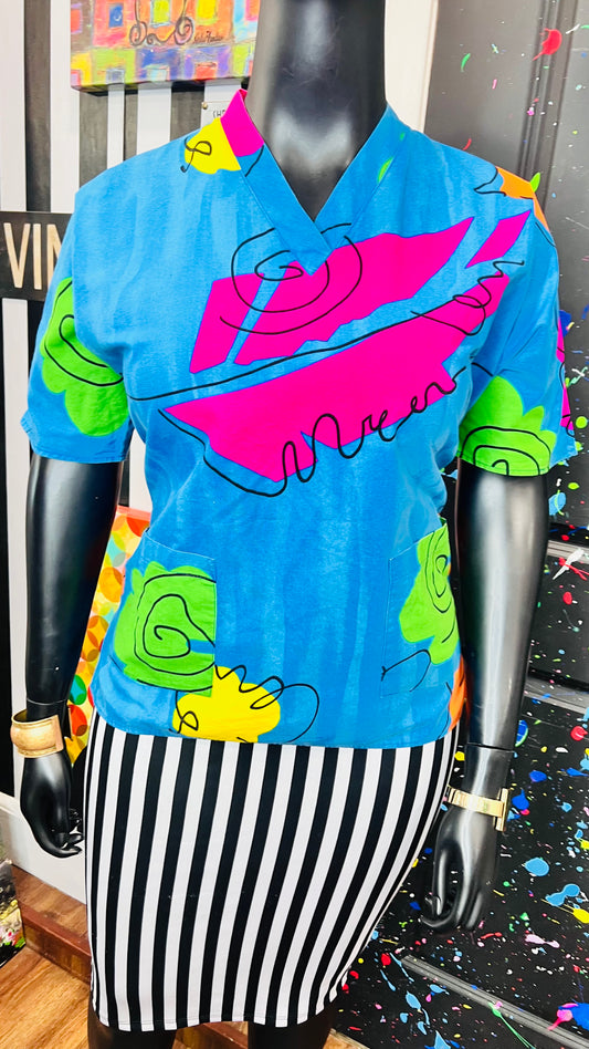 Vintage Abstact Scrub Blouse (14)