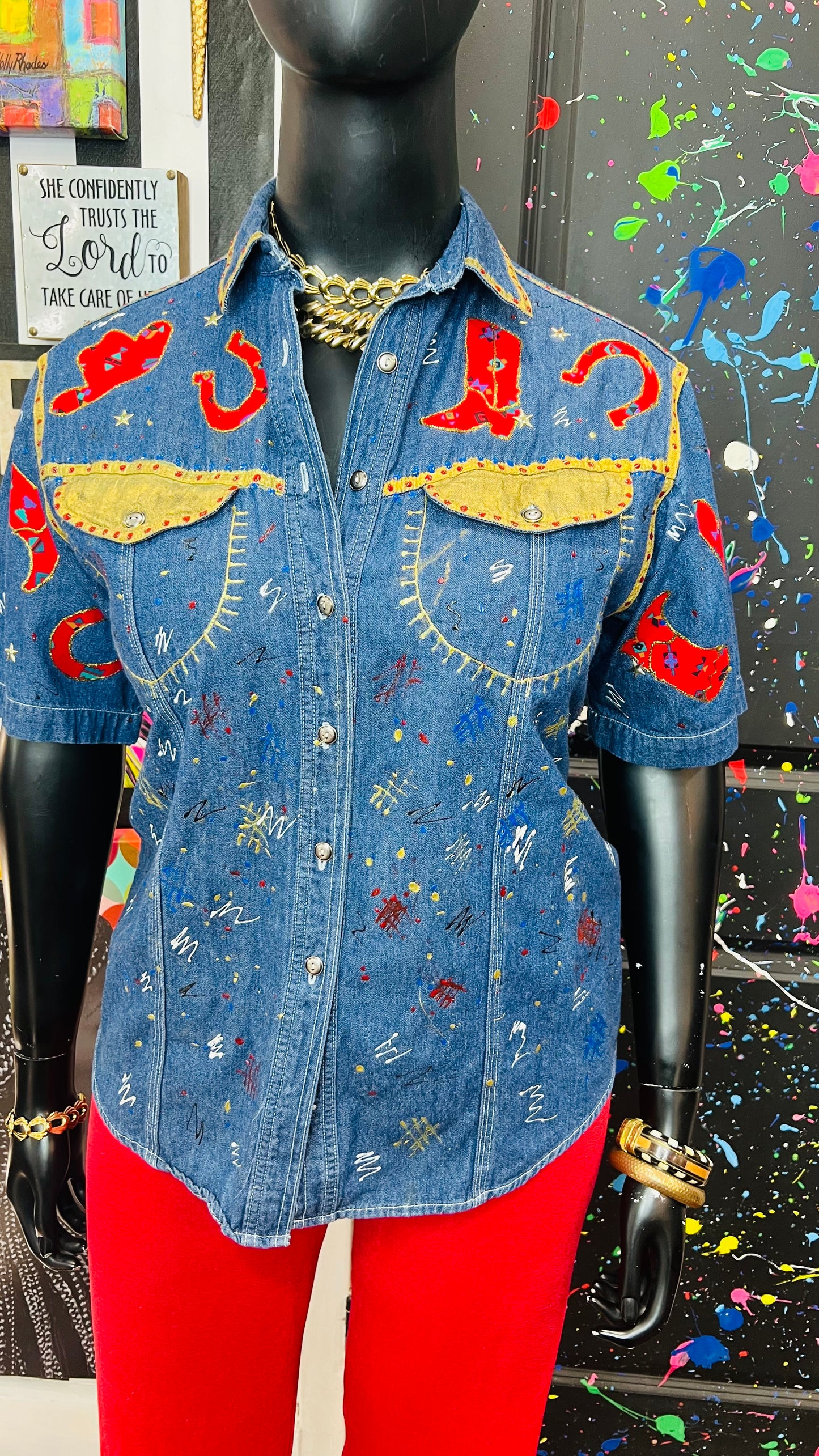 Vintage Hand Painted Denim Blouse (14)