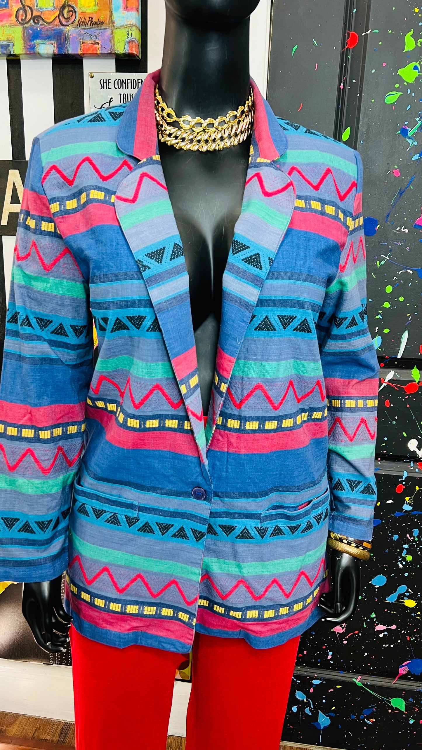 Vintage Tribal Print Blazer (18)