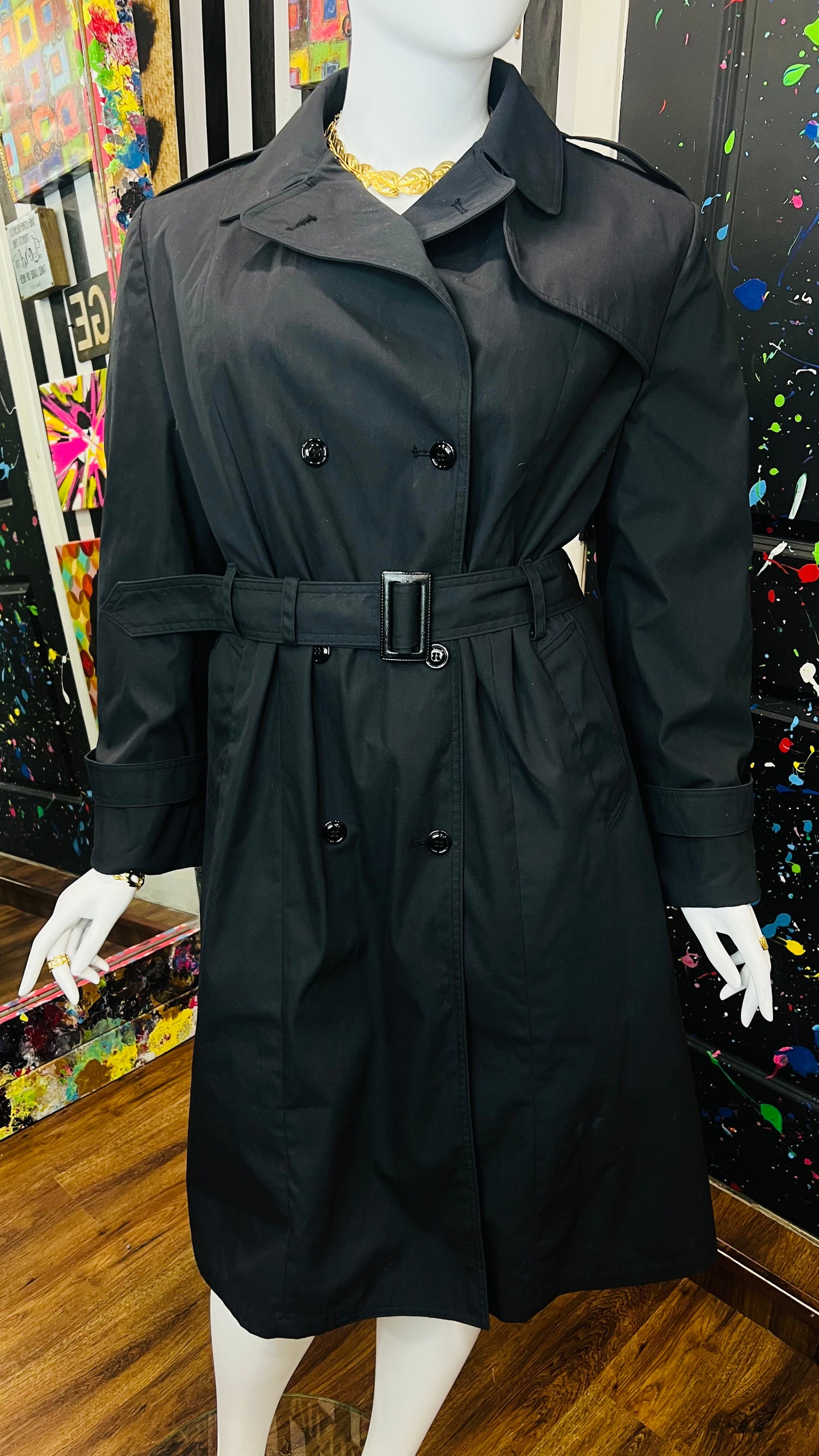 Vintage Black Trench Coat (22)