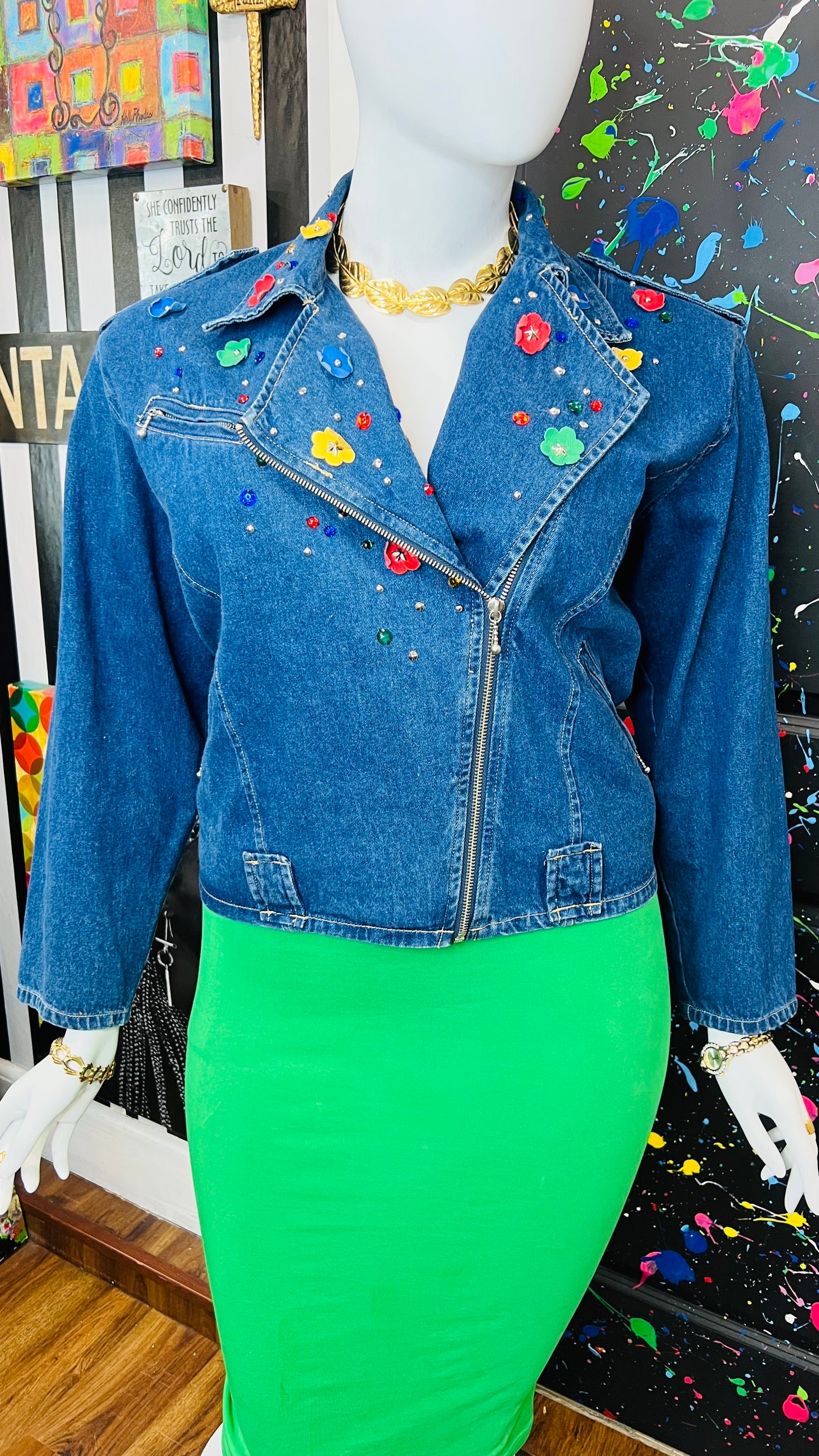 Vintage Carole Little Denim Cropped Jacket (16)