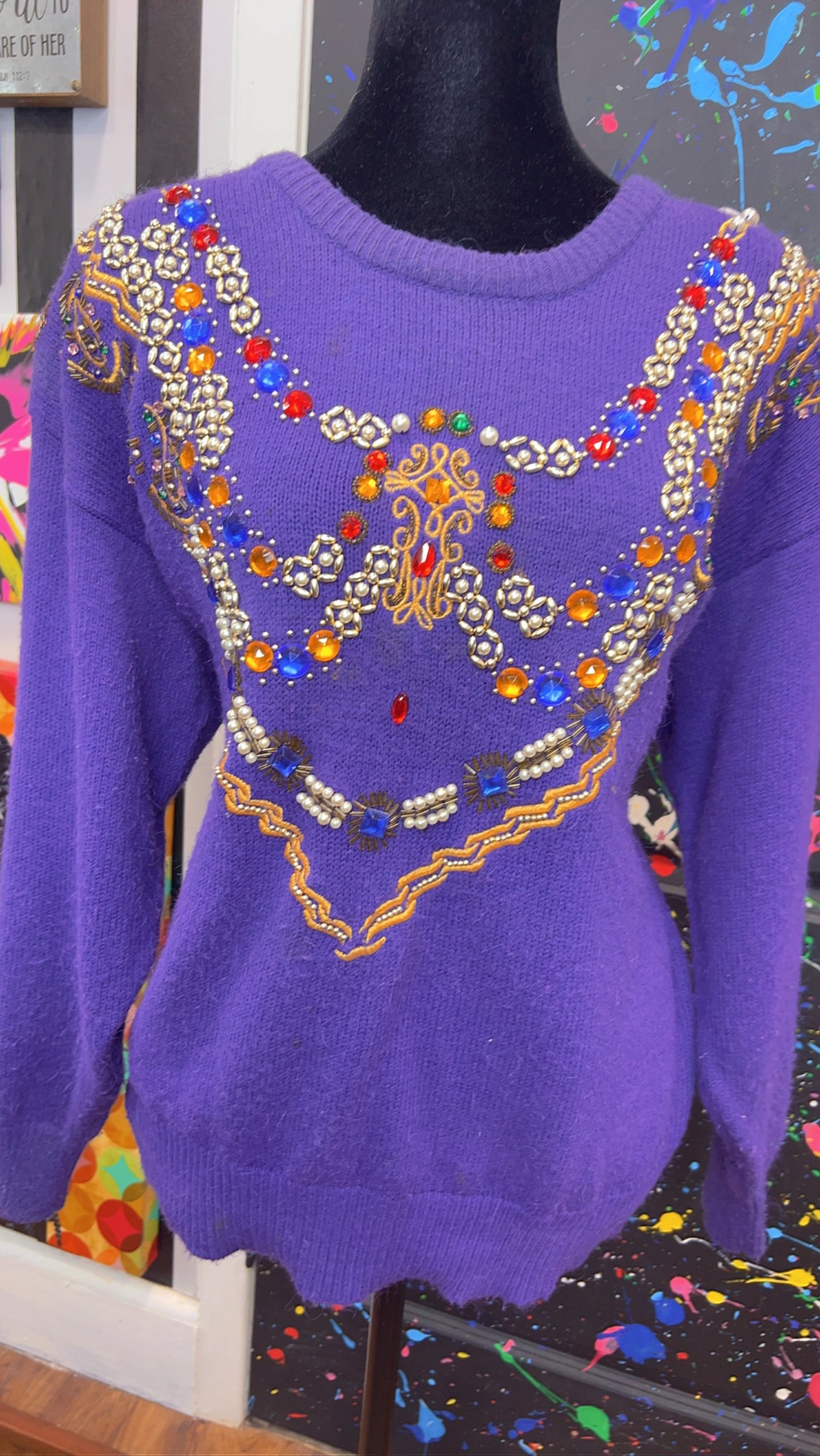 Vintage Jeweled Purple Sweater (14)