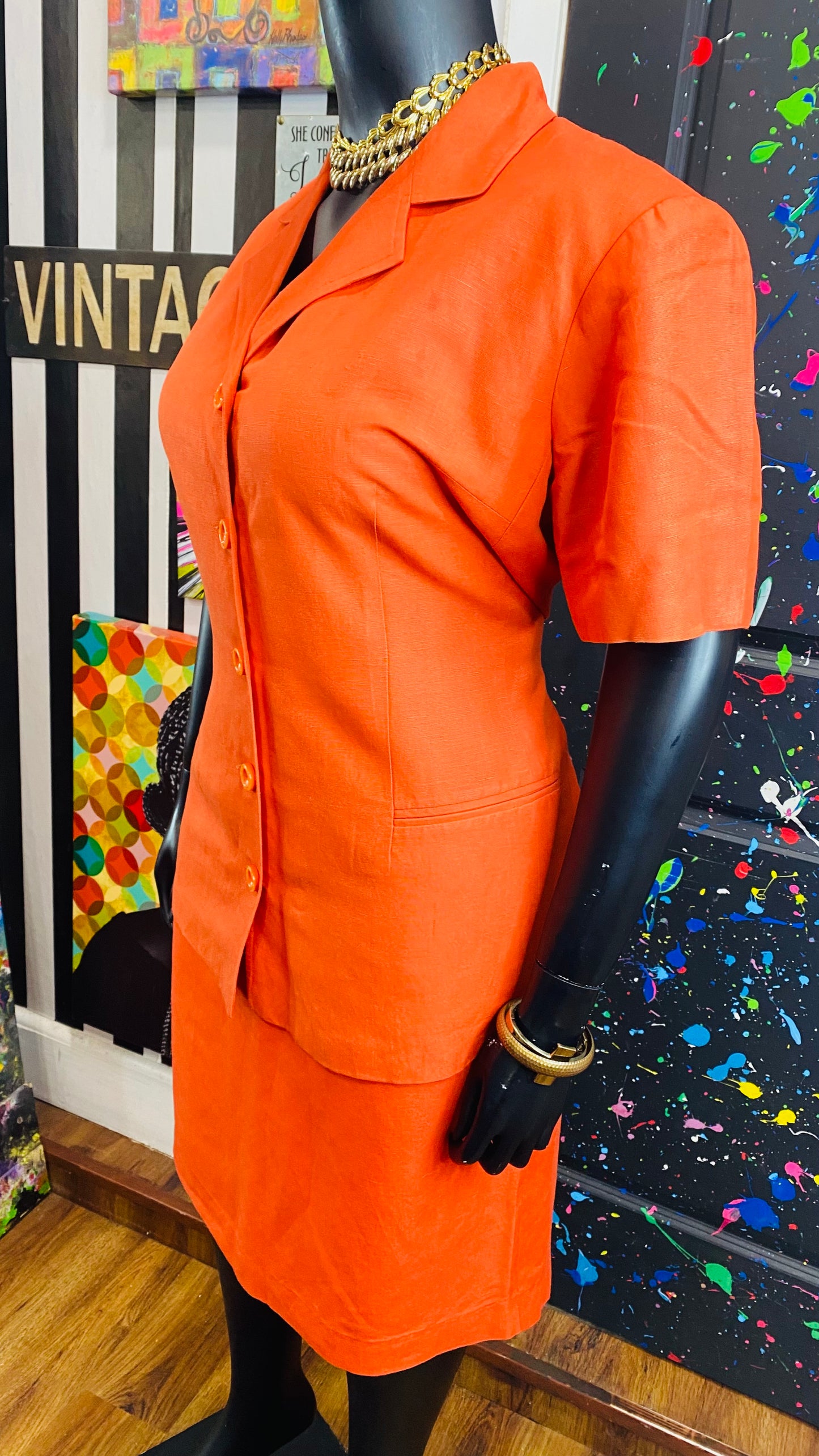 Vintage Burt Orange Skirt Set (18)