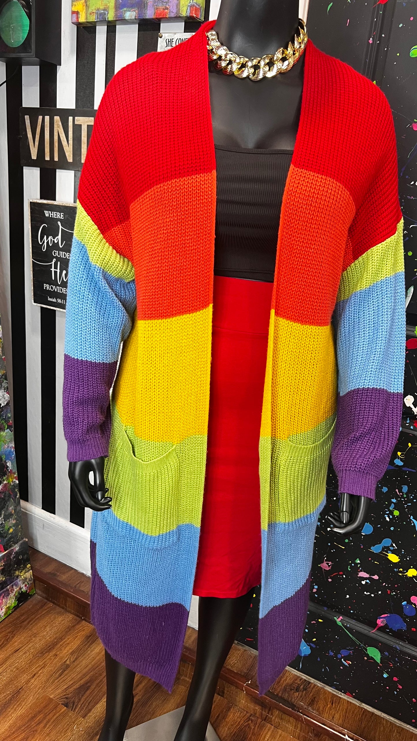 Rainbow Knitted Duster (OS)