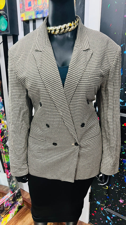 Vintage Black & Cream Houndstooth Blazer (18)
