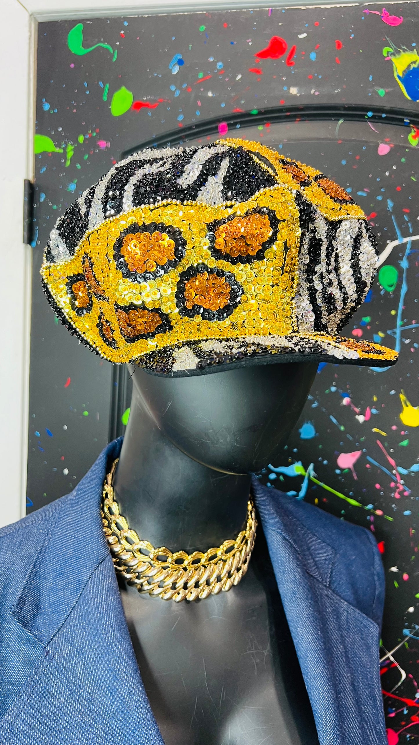 Vintage Sequin Animal Print Hat