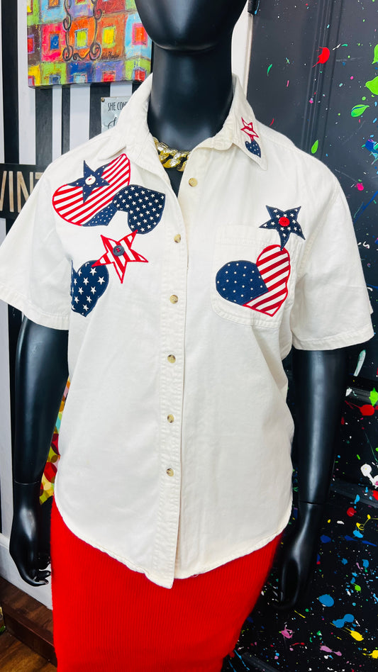 Vintage American Flag Blouse (16)