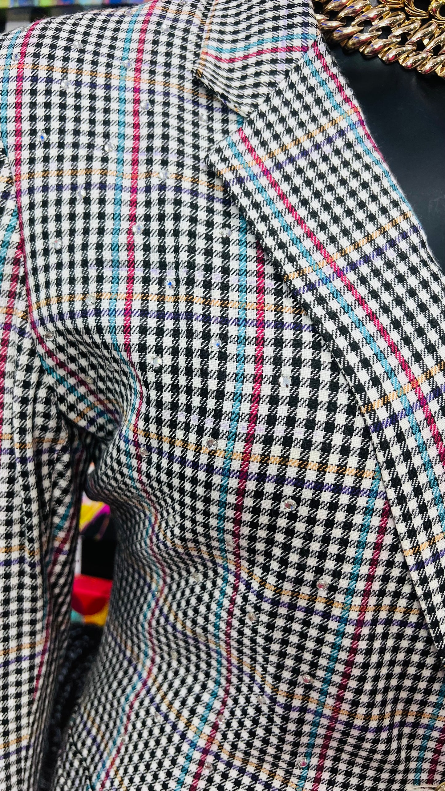 Vintage Plaid Jeweled Blazer (16)