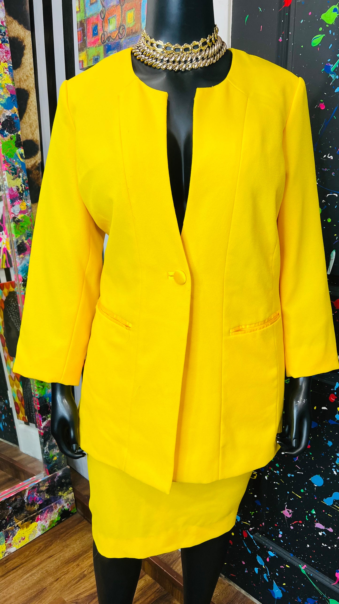 Vintage Yellow Skirt Suit (20W)