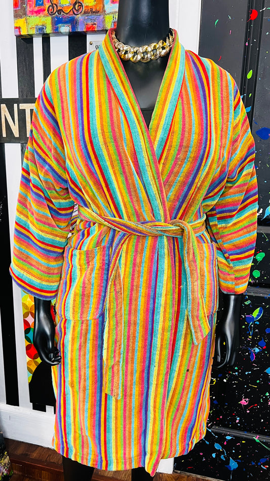 Vintage Rainbow Striped Robe (16)
