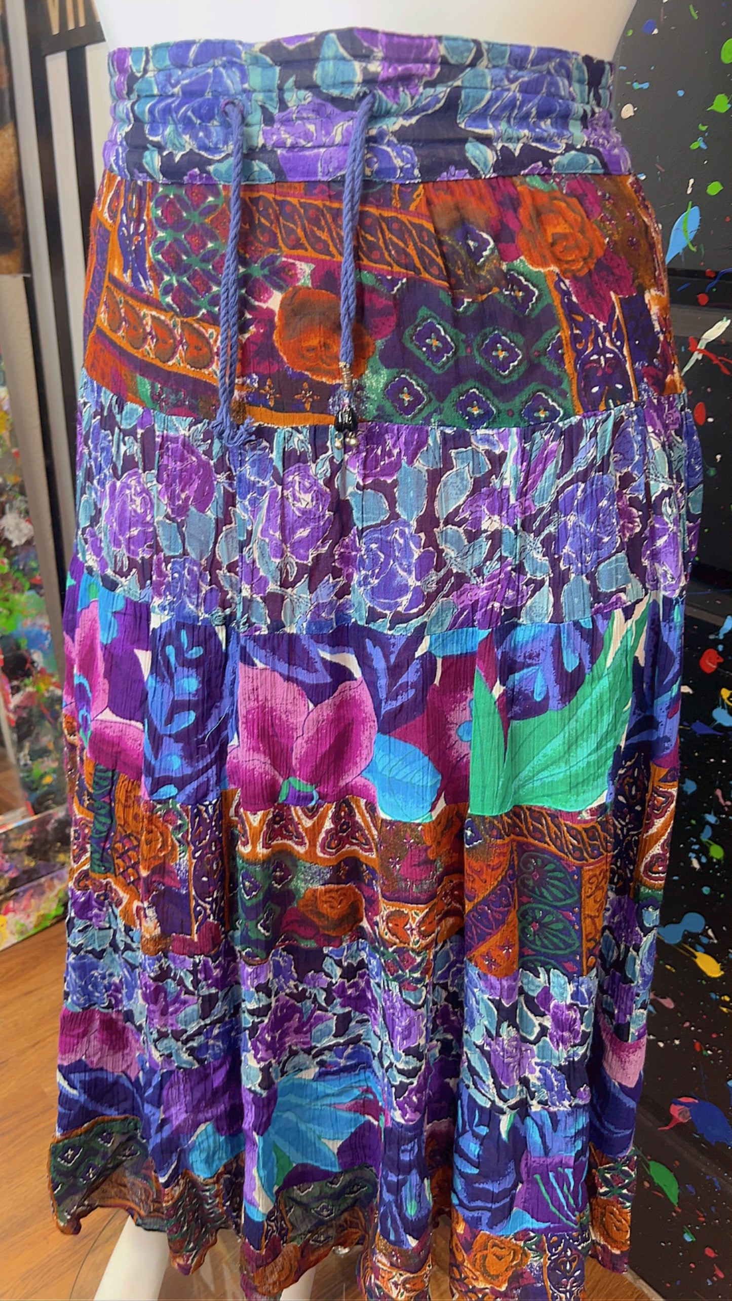 Vintage Rayon Drawstring Skirt (OS)