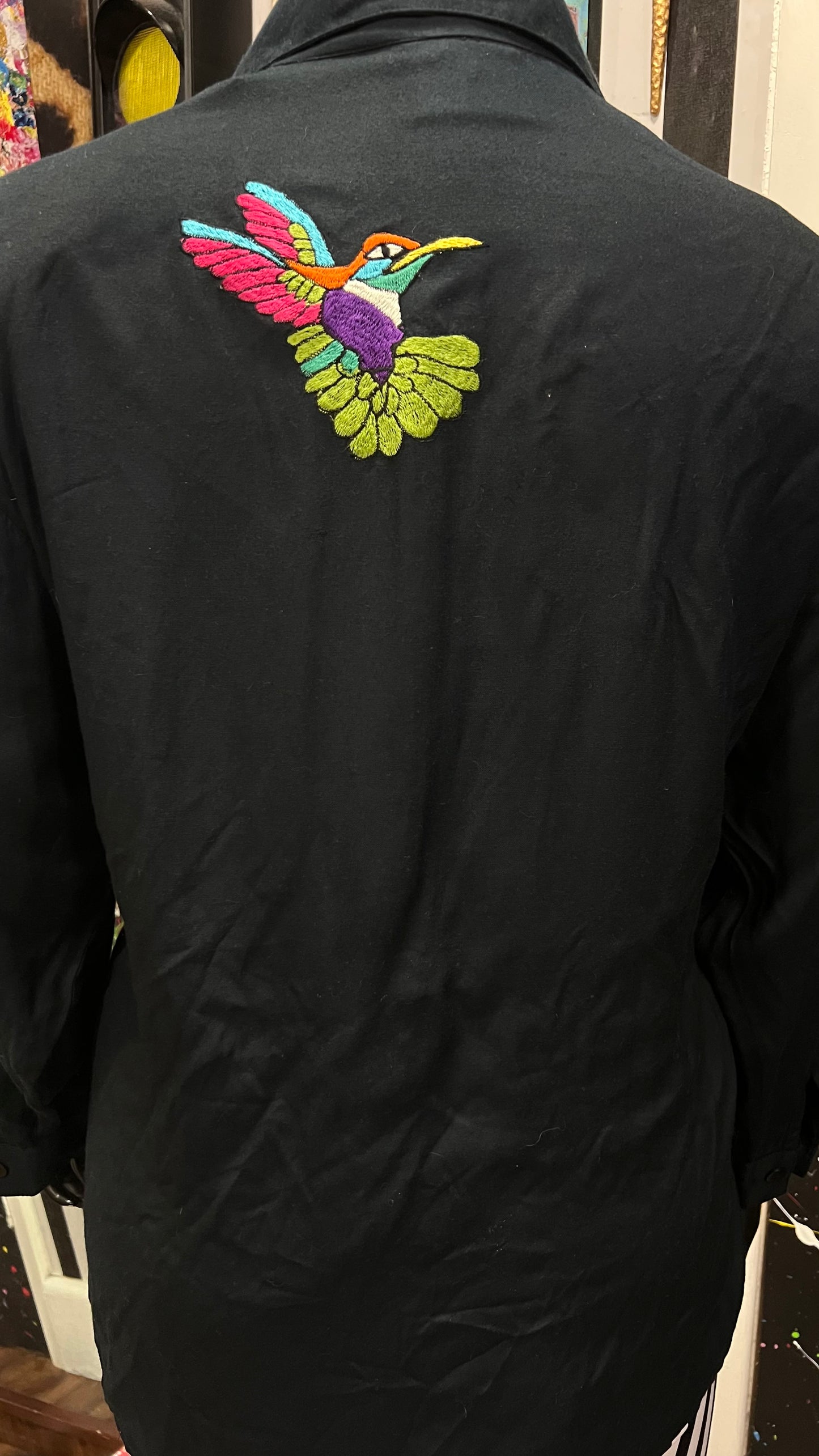 Vintage Rayon Colorful Birds Blouse (22)