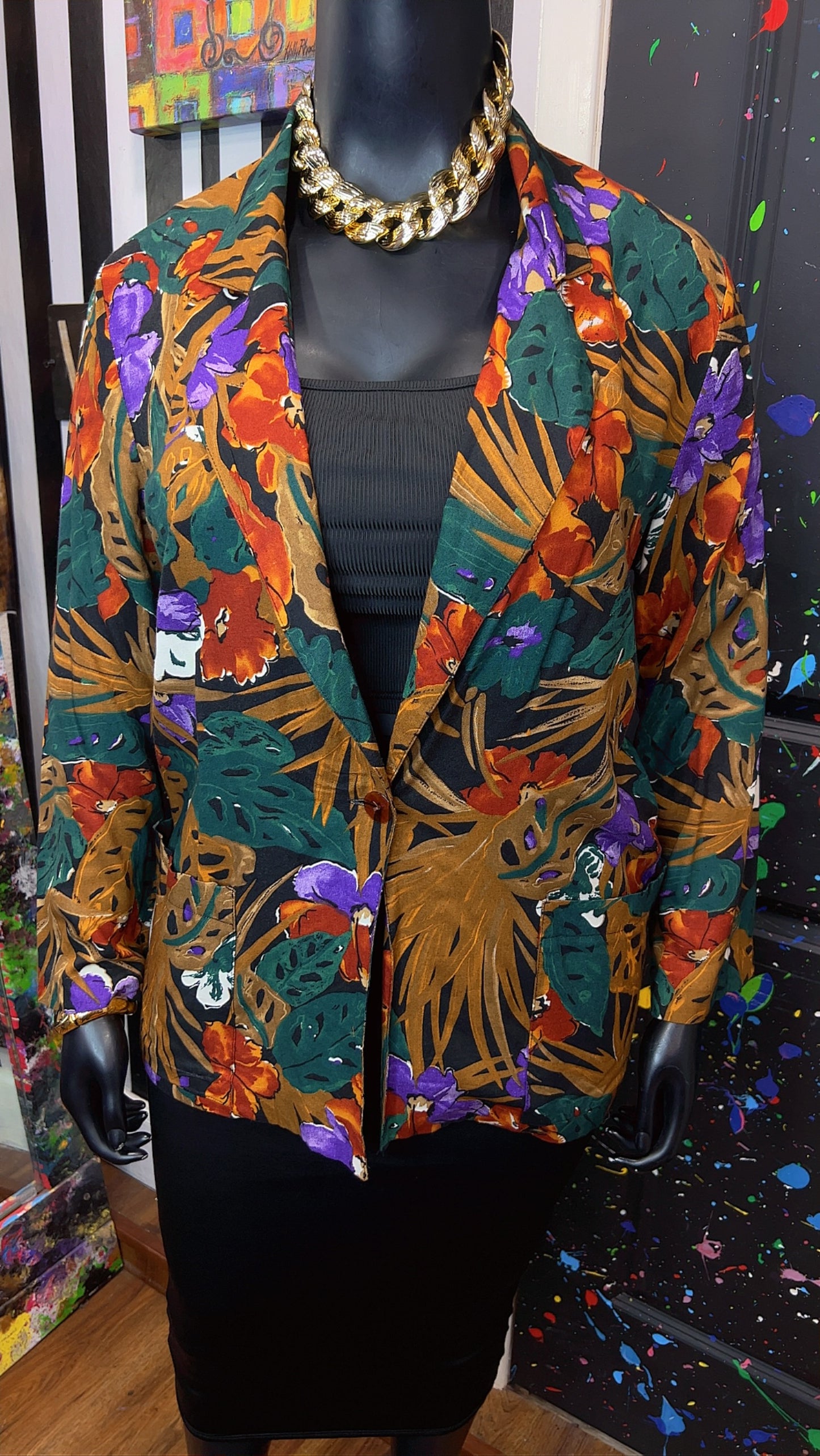 Vintage Rayon Floral Blazer (12)