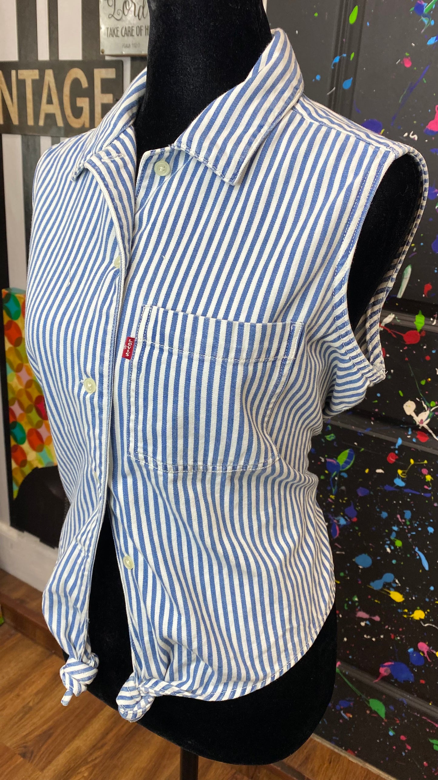 Levi Striped Denim Blouse (12)