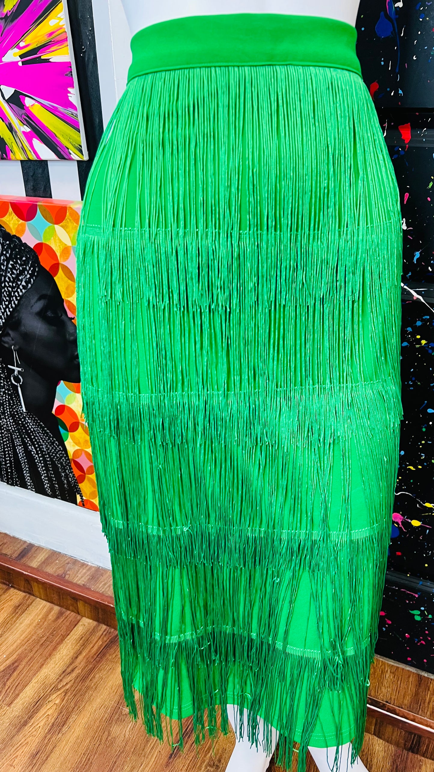 Green Fringe Skirt (14)