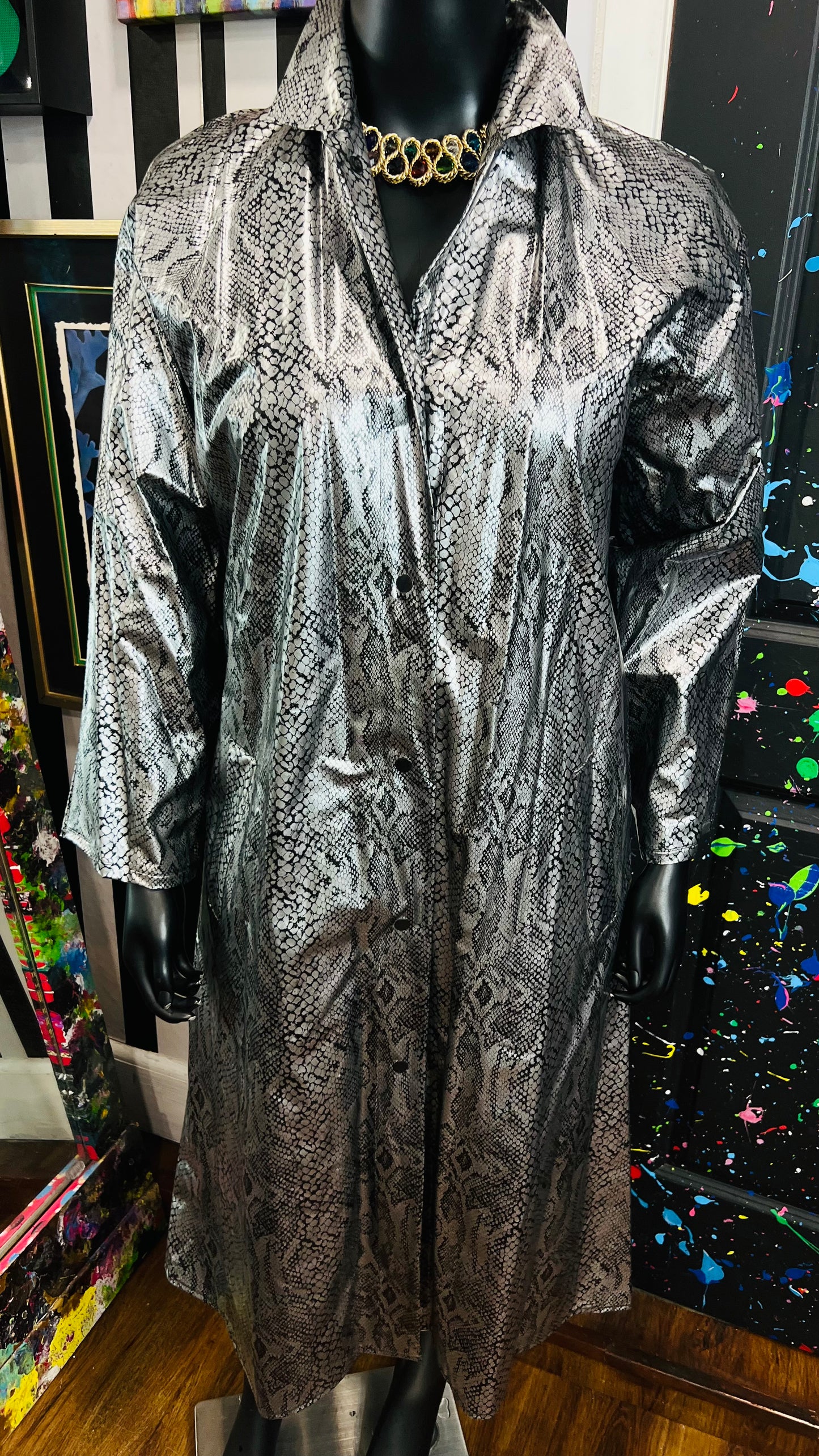 Vintage Trench Raincoat Faux Reptile Skin (16)