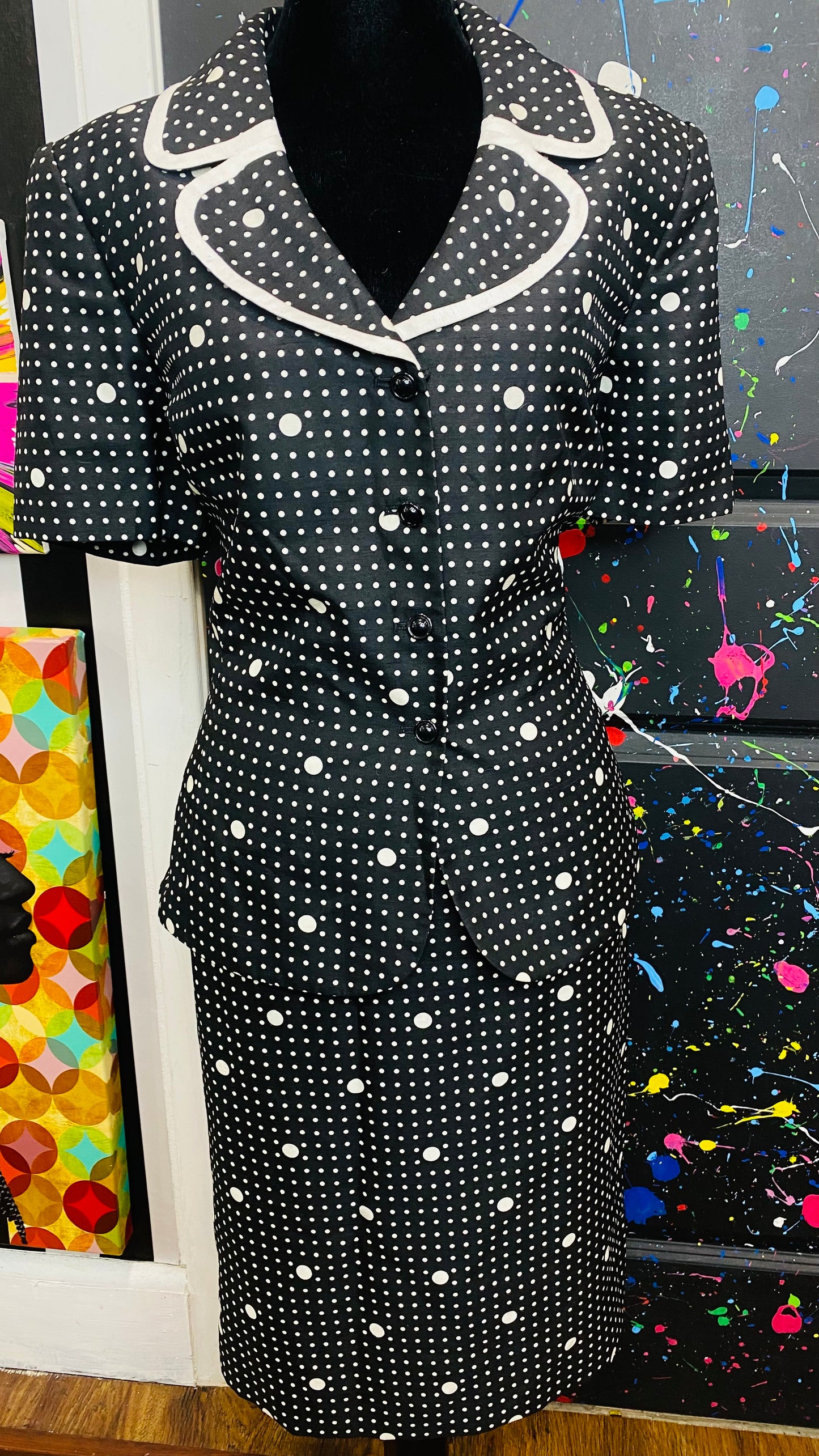 Vintage Polka Dot Skirt Suit- Deadstock (12)