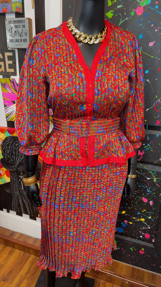 Vintage Diane Freis Skirt Set w/ Belt (14)