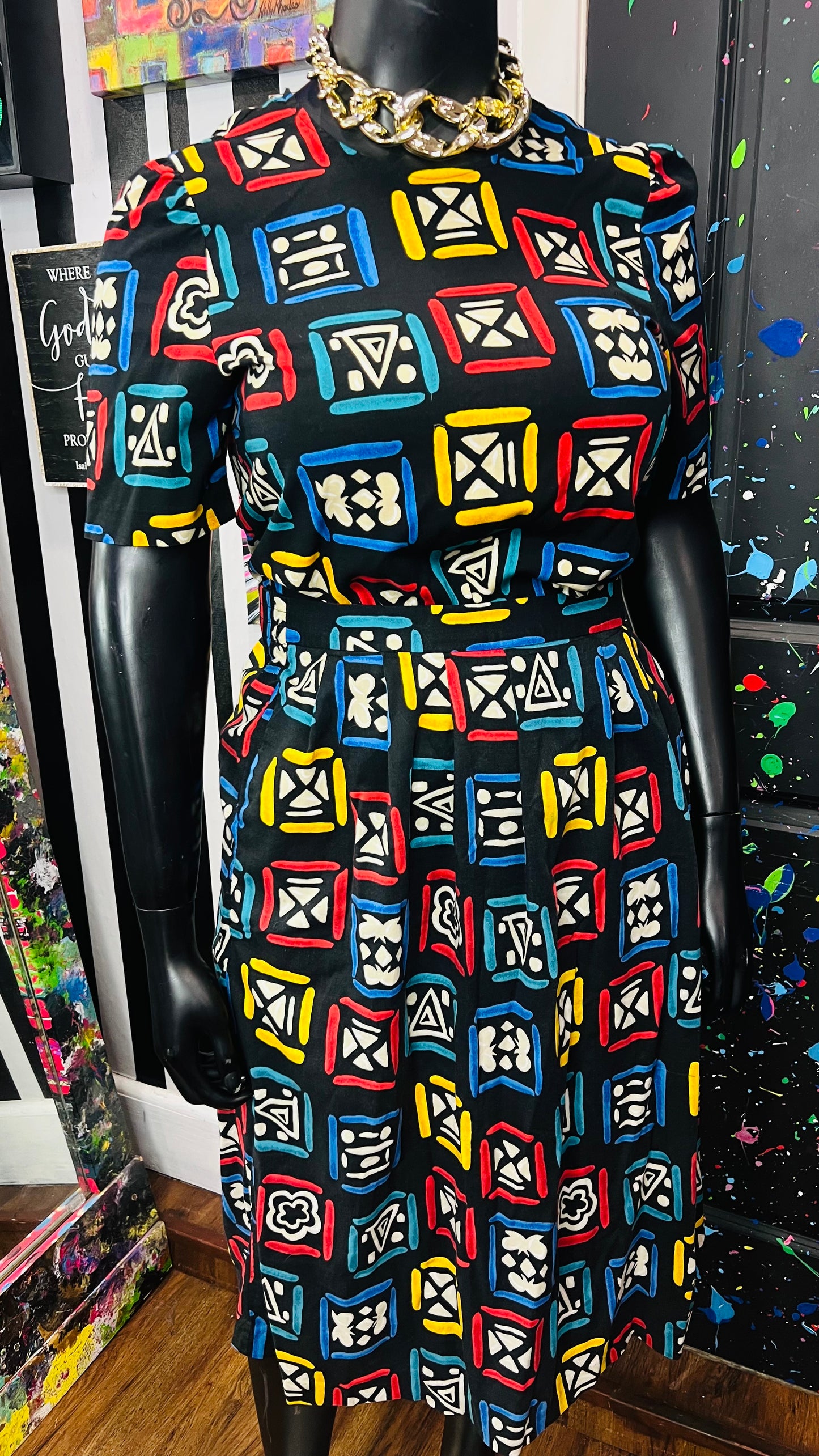 Vintage Rayon Tribal Skirt Set (18)