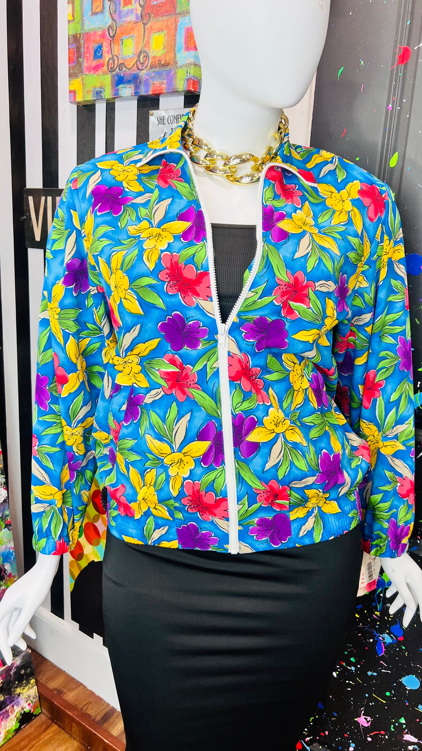 Vintage Deadstock- New w/ Tags Floral Windbreaker Jacket (18)