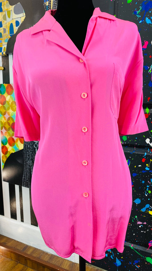 Vintage Pink Short Sleeve Blouse