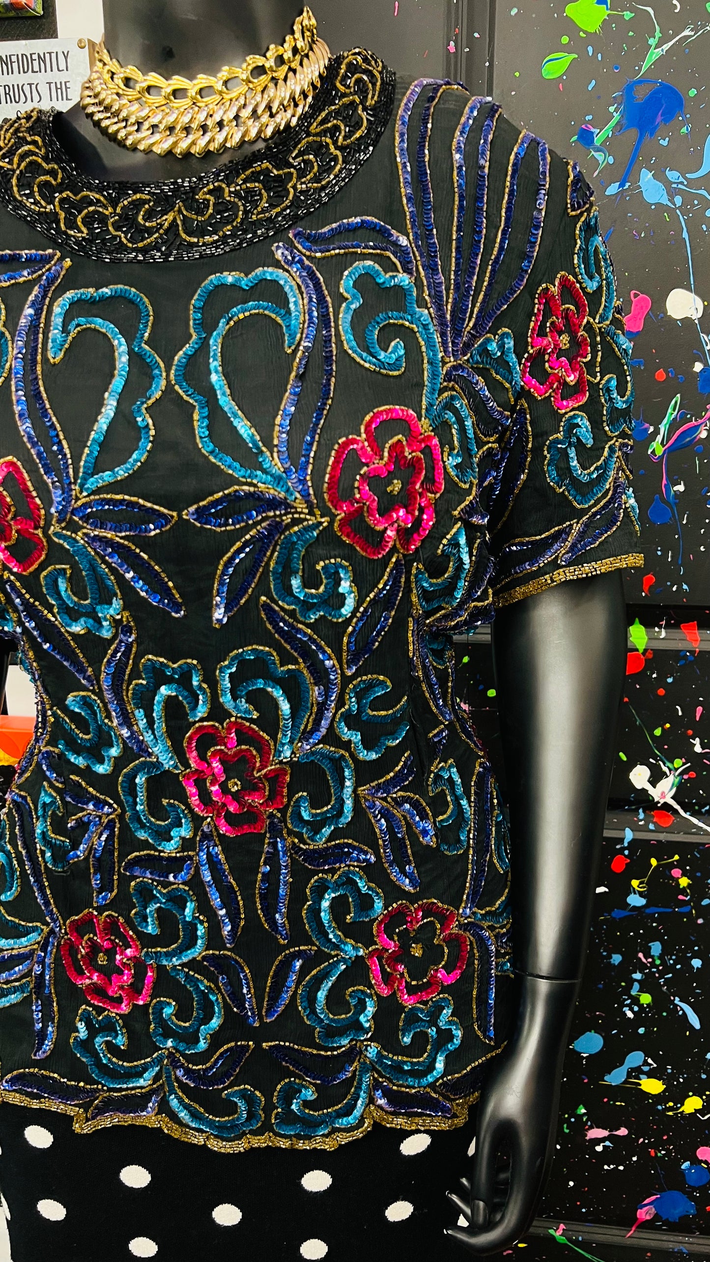 Vintage Silk Sequin Blouse (20)