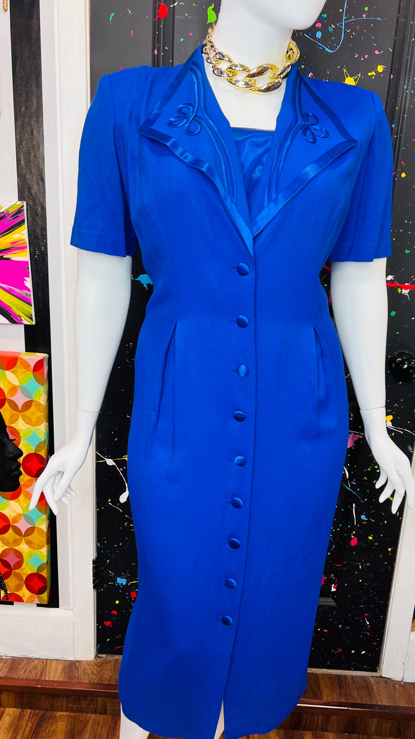 Vintage ‘Blues’ Statement Dress (20W)
